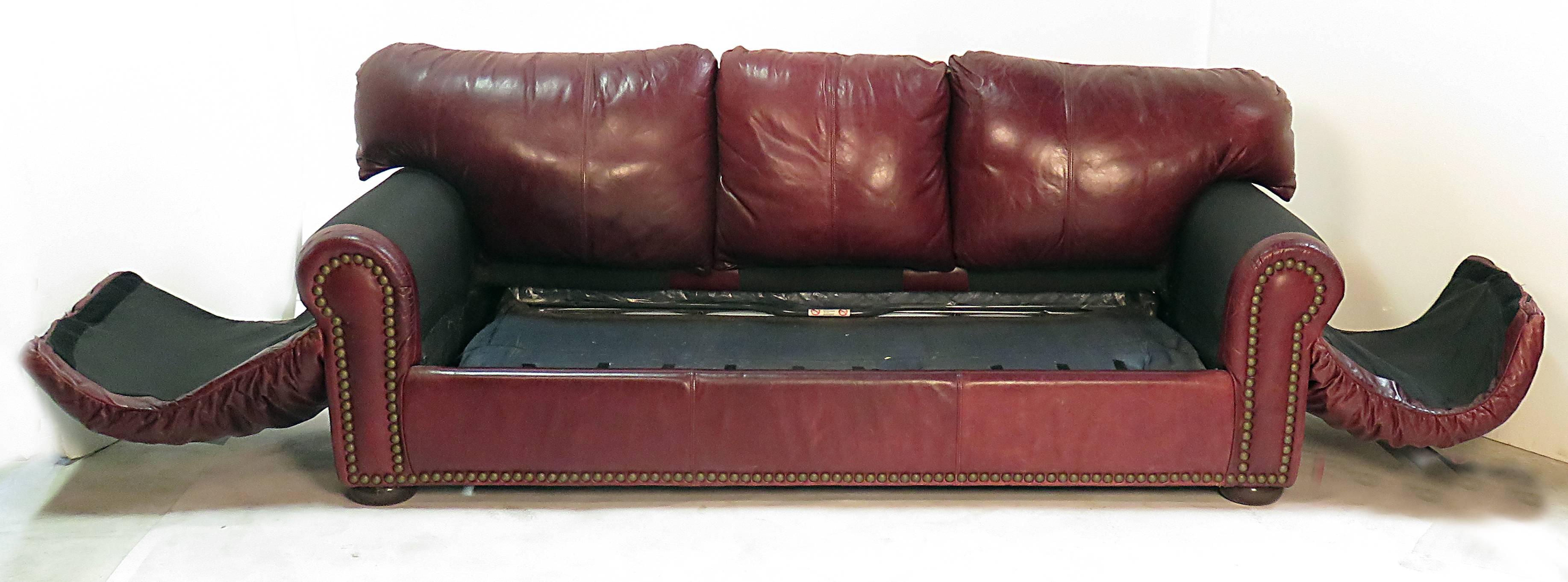 Modern 1980s Leather Sleeper Sofa