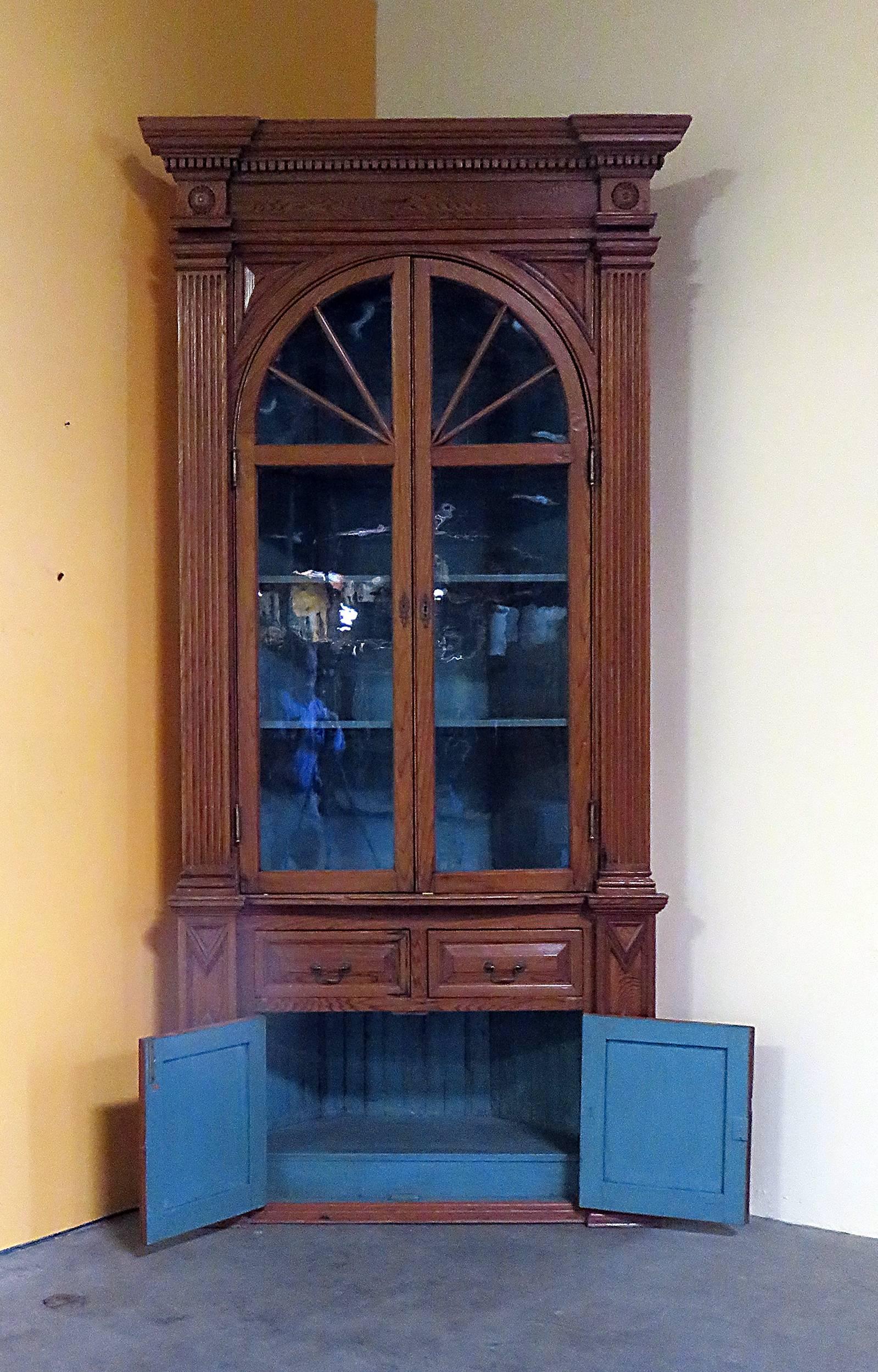 George III Large Georgian Style Pine Corner Cabinet