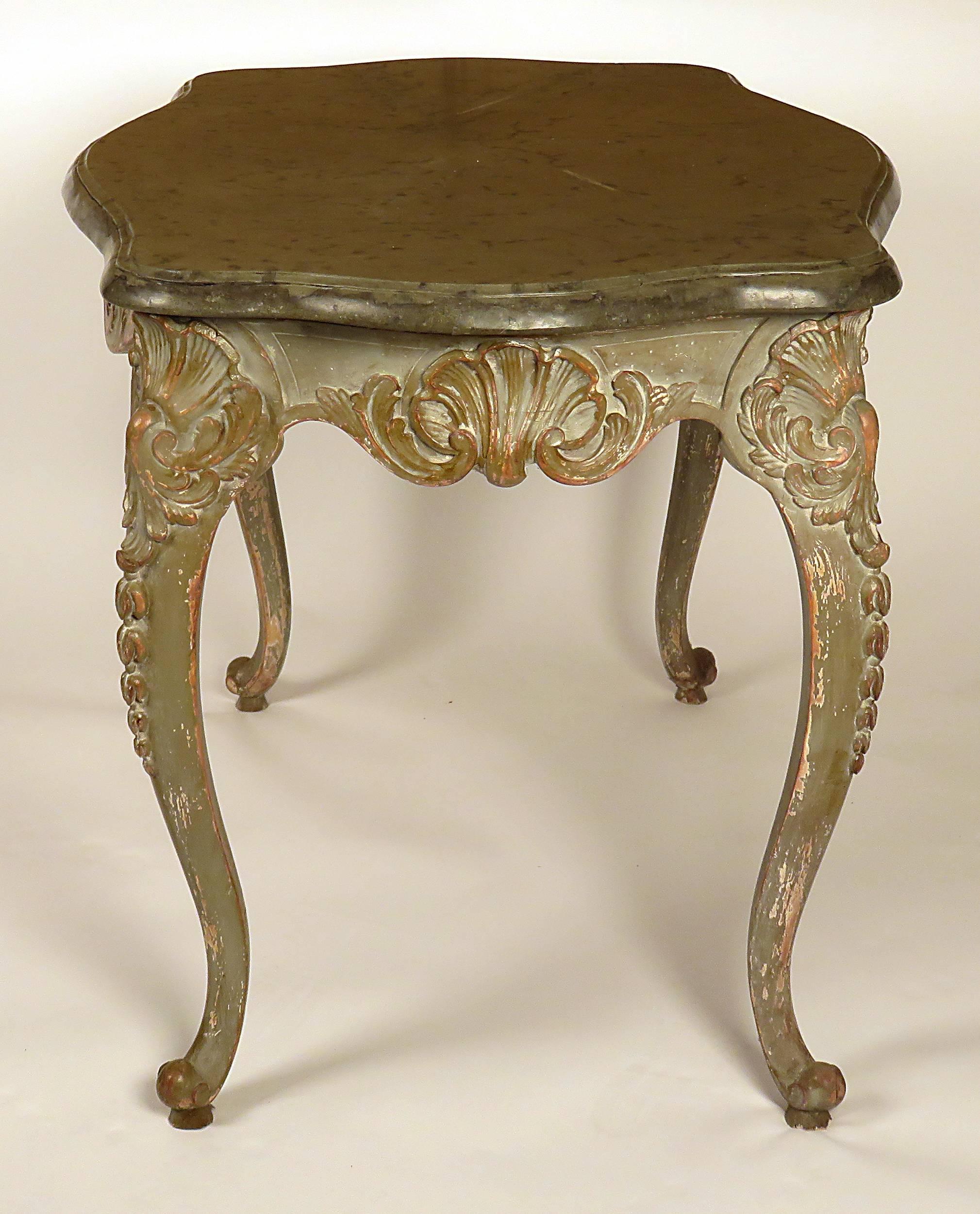 Swedish Rococo Center Table with Original Marble Top, circa 1830 In Good Condition In San Francisco, CA