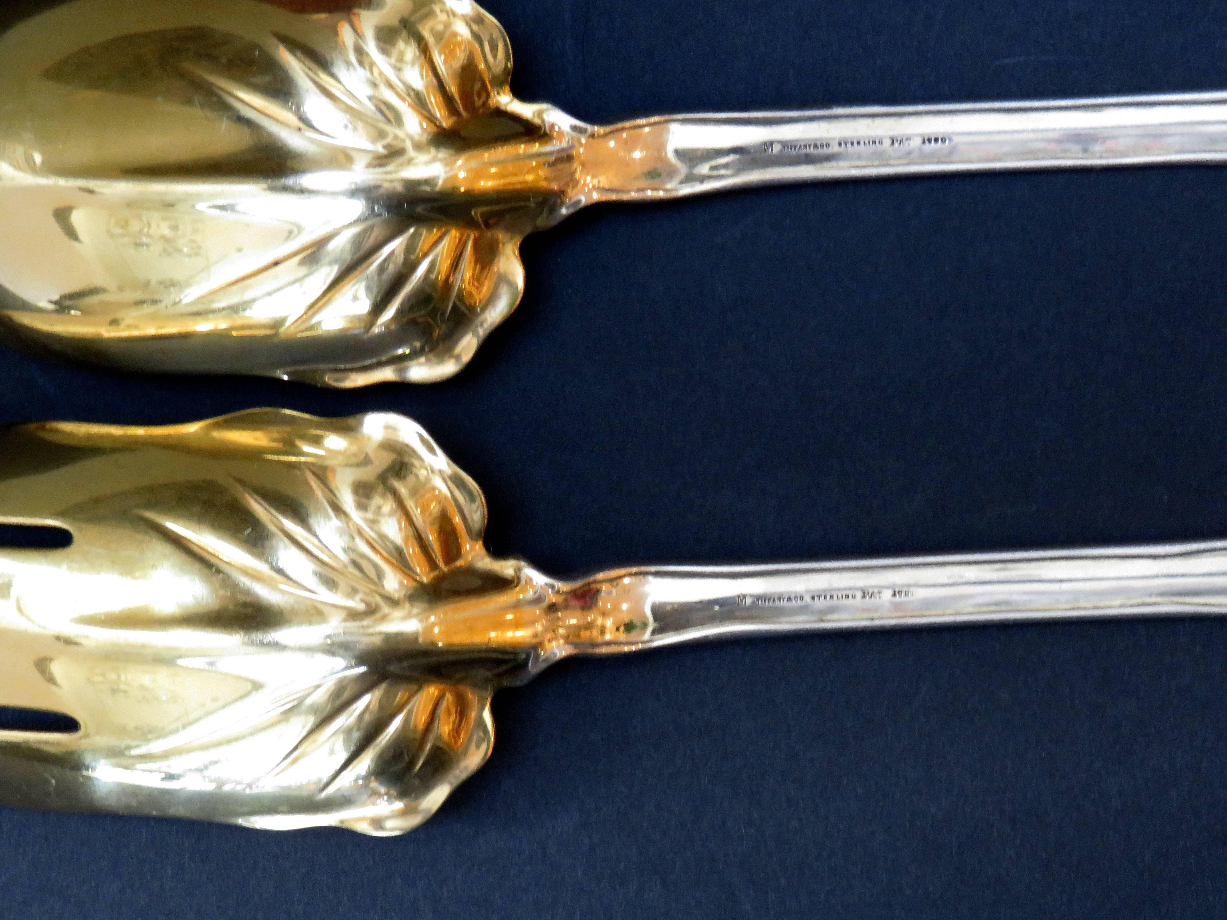 Tiffany & Company Lap Over Edge Acid Etched Salad Set, circa 1880 In Good Condition For Sale In San Francisco, CA