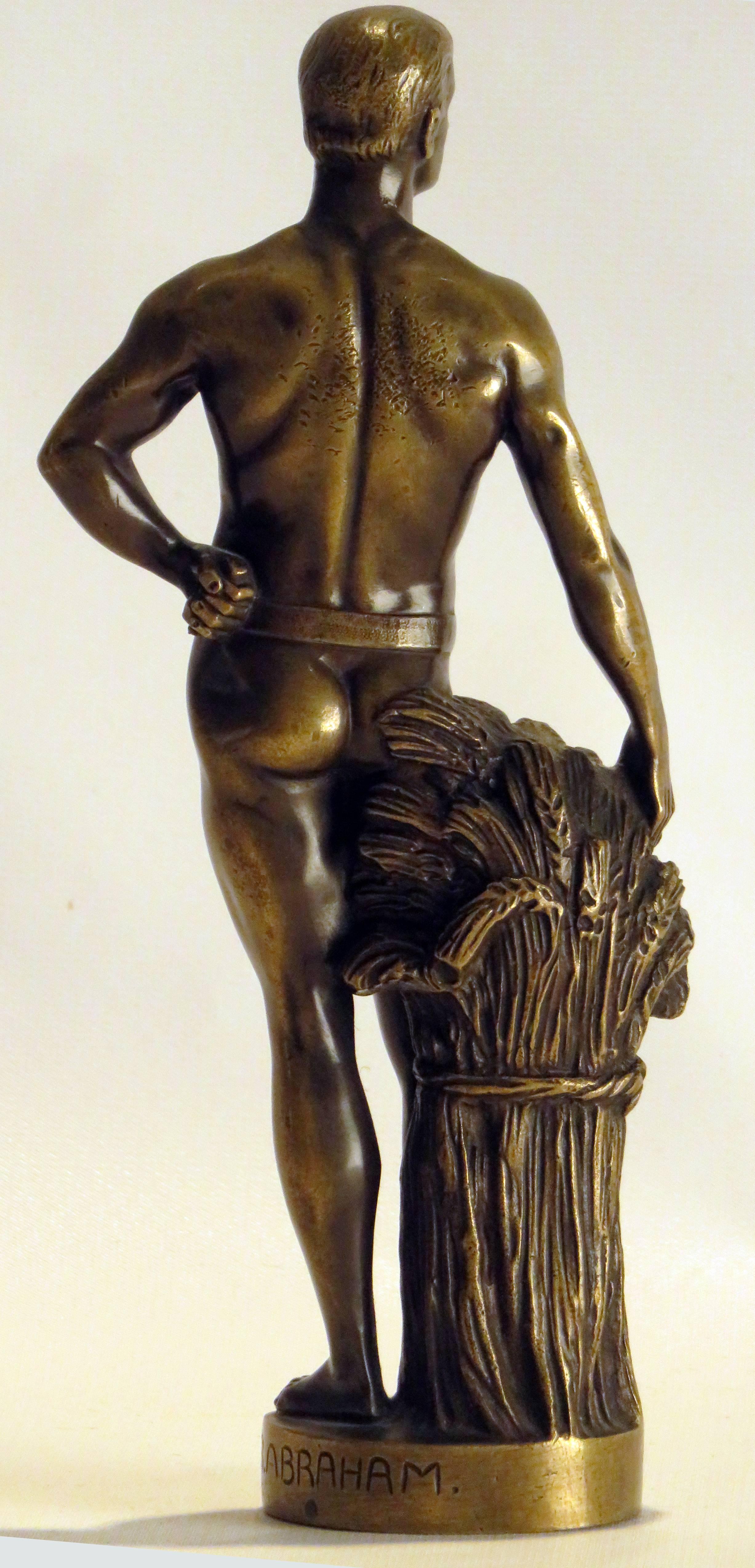 Belle Époque Late 19th Century Bronze of an Semi Nude Male Farmer, Europe, circa 1890