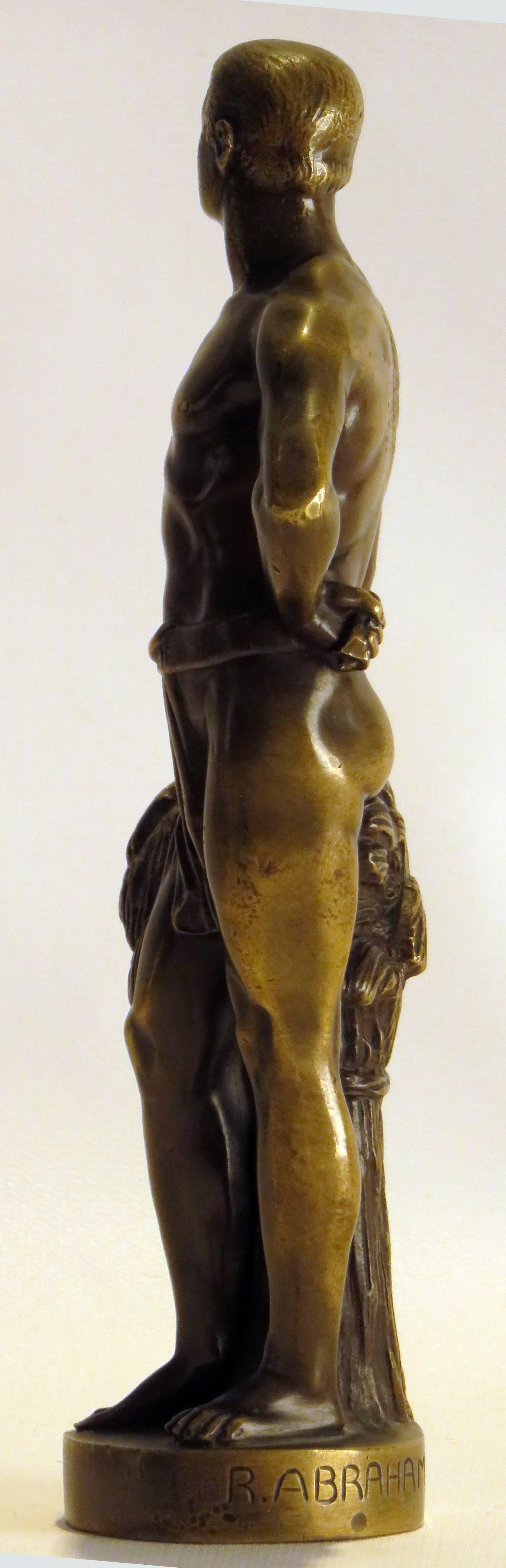 European Late 19th Century Bronze of an Semi Nude Male Farmer, Europe, circa 1890