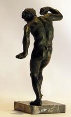 Grand Tour Bronze Satyr with Cymbals on Marble Base, circa 1880, Italy