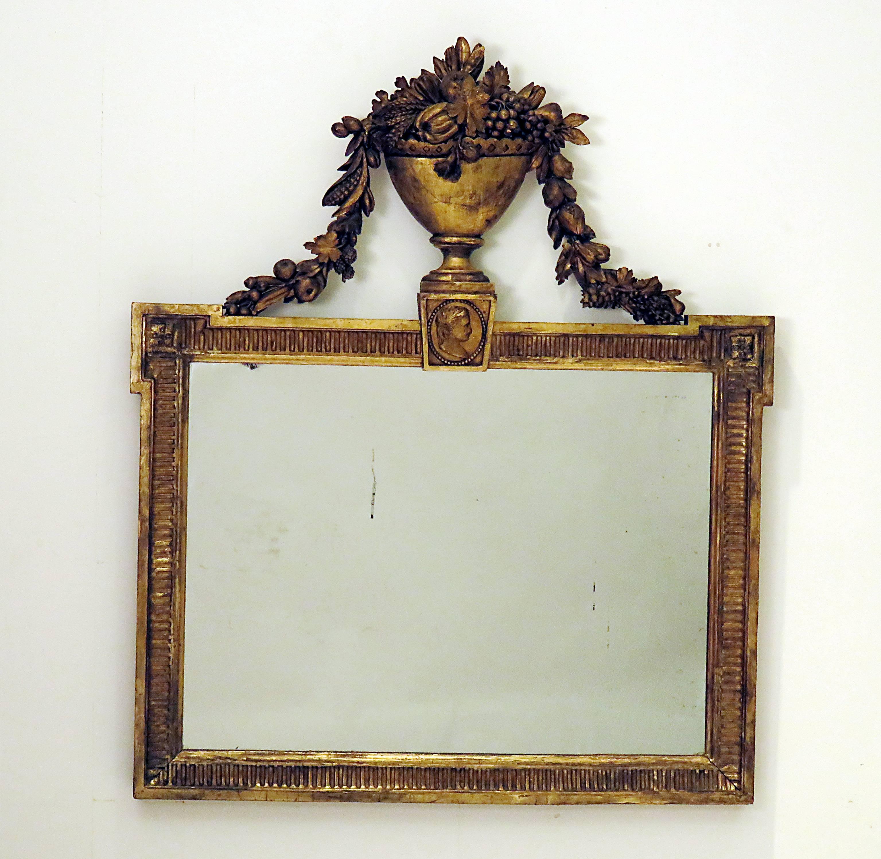 French Giltwood Overmantel Mirror, circa 1820 In Good Condition In San Francisco, CA
