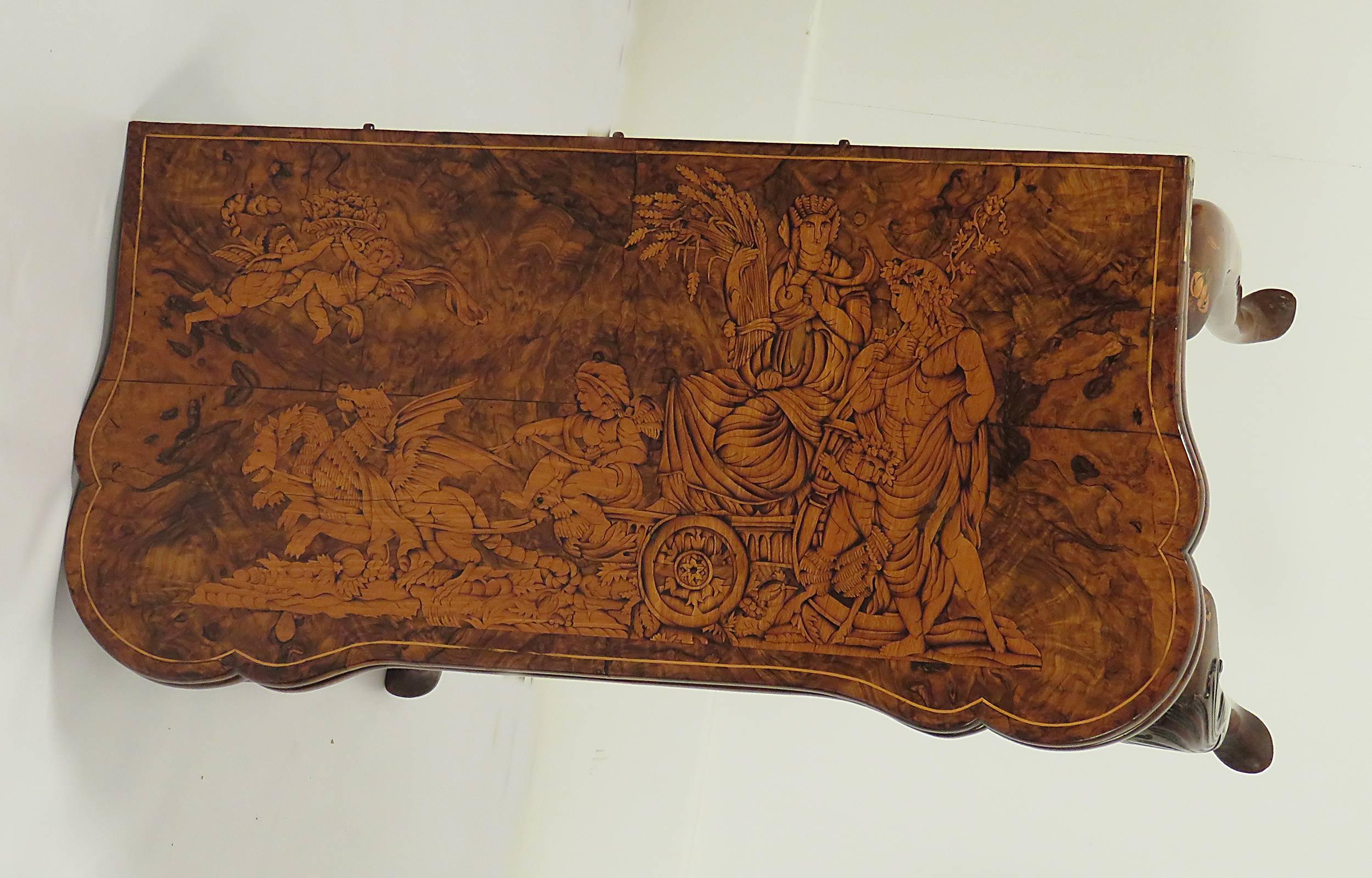 George II English Inlaid Games Table in Walnut with Boxwood 1