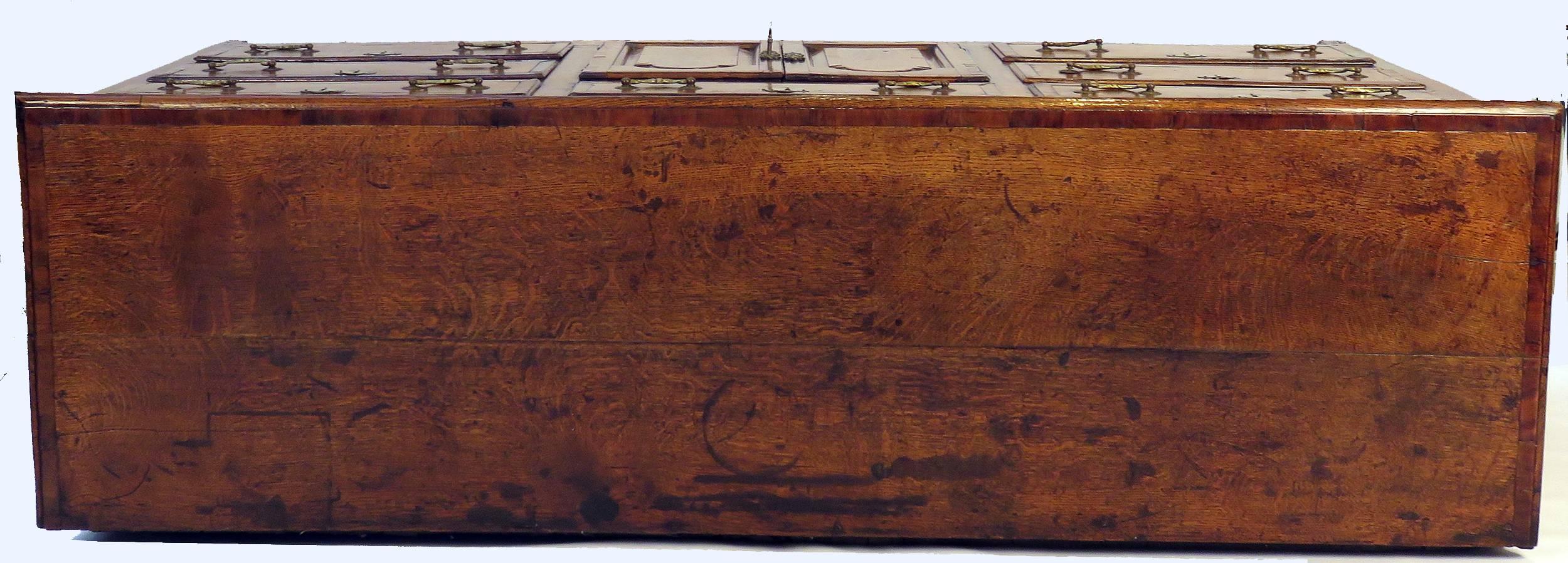Brass English Oak and Mahogany Dresser Base, circa 1800