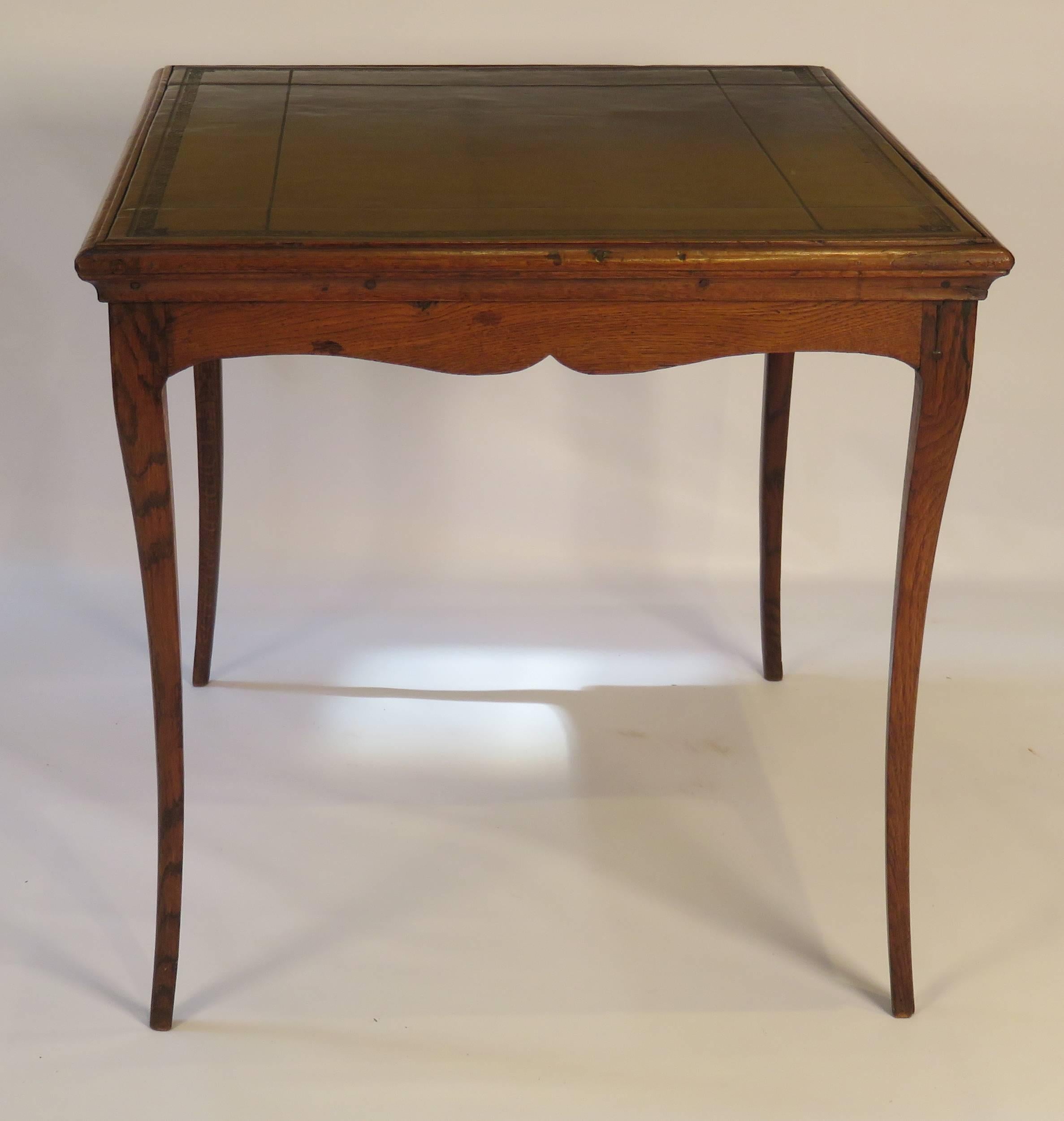 18th Century Louis XVI French Oak Game Table with a Leather Top, circa 1780