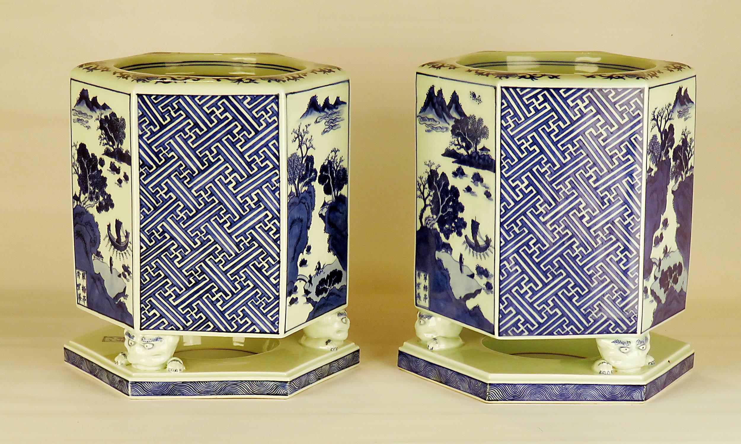 Pair of Japanese Porcelain Hibachi, Early 20th century 2