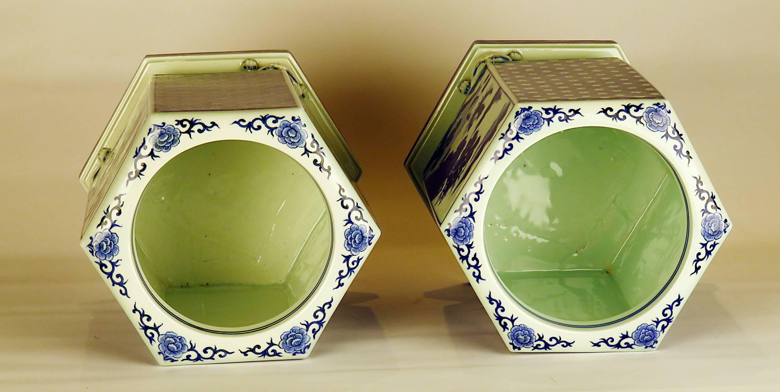 Pair of Japanese Porcelain Hibachi, Early 20th century 3