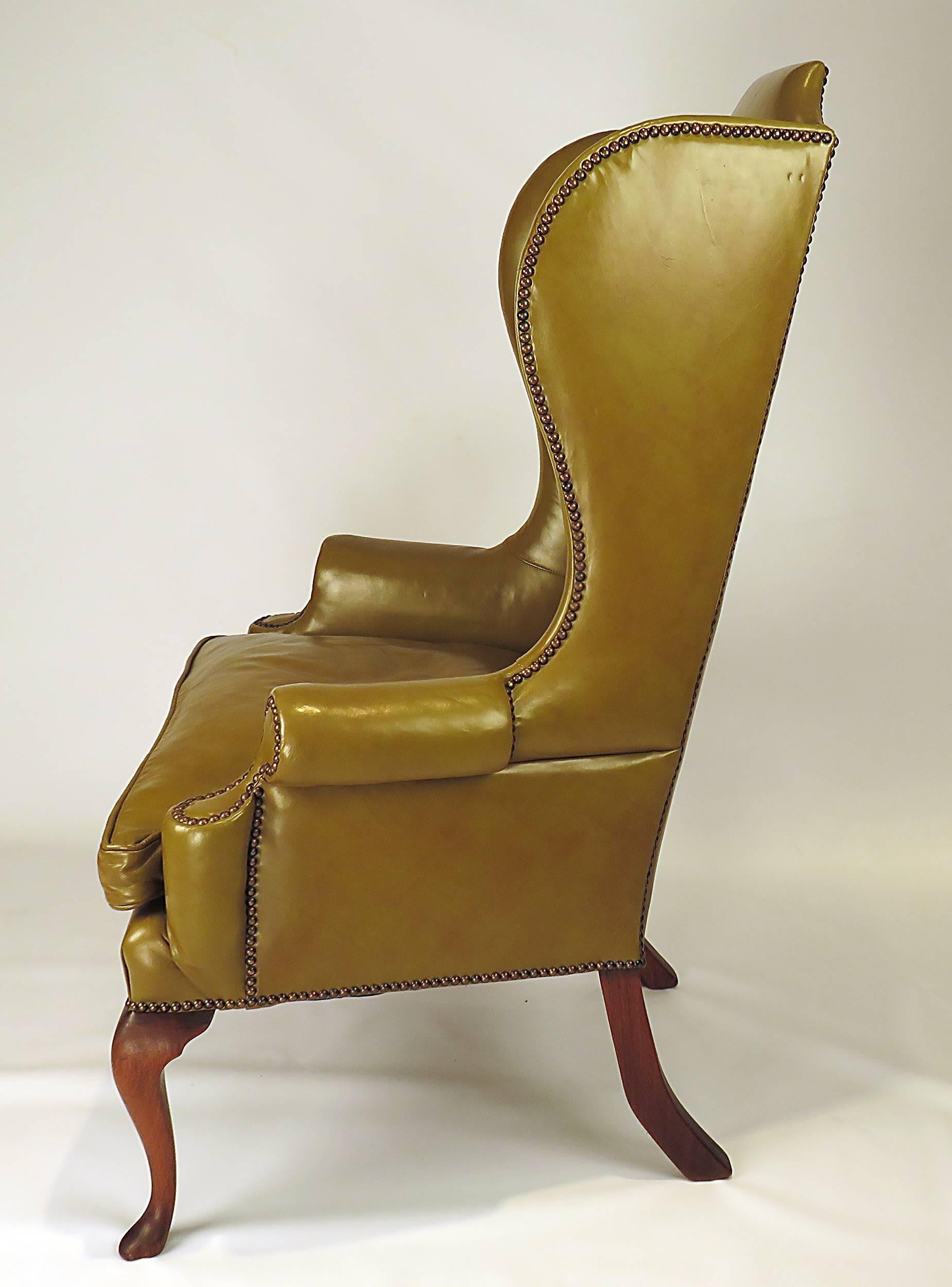 Vintage Leather English Wing Chair In Good Condition In San Francisco, CA