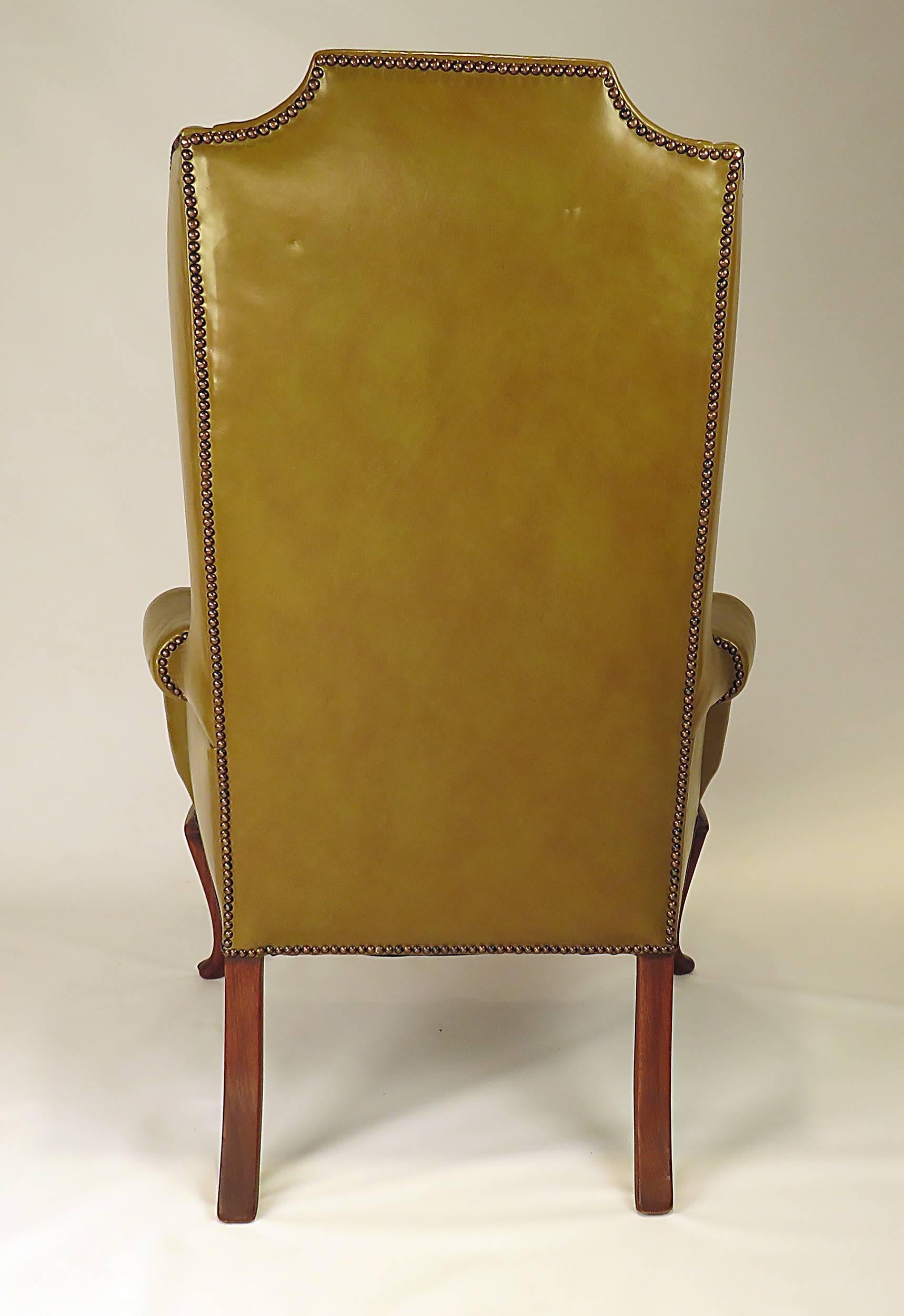 20th Century Vintage Leather English Wing Chair