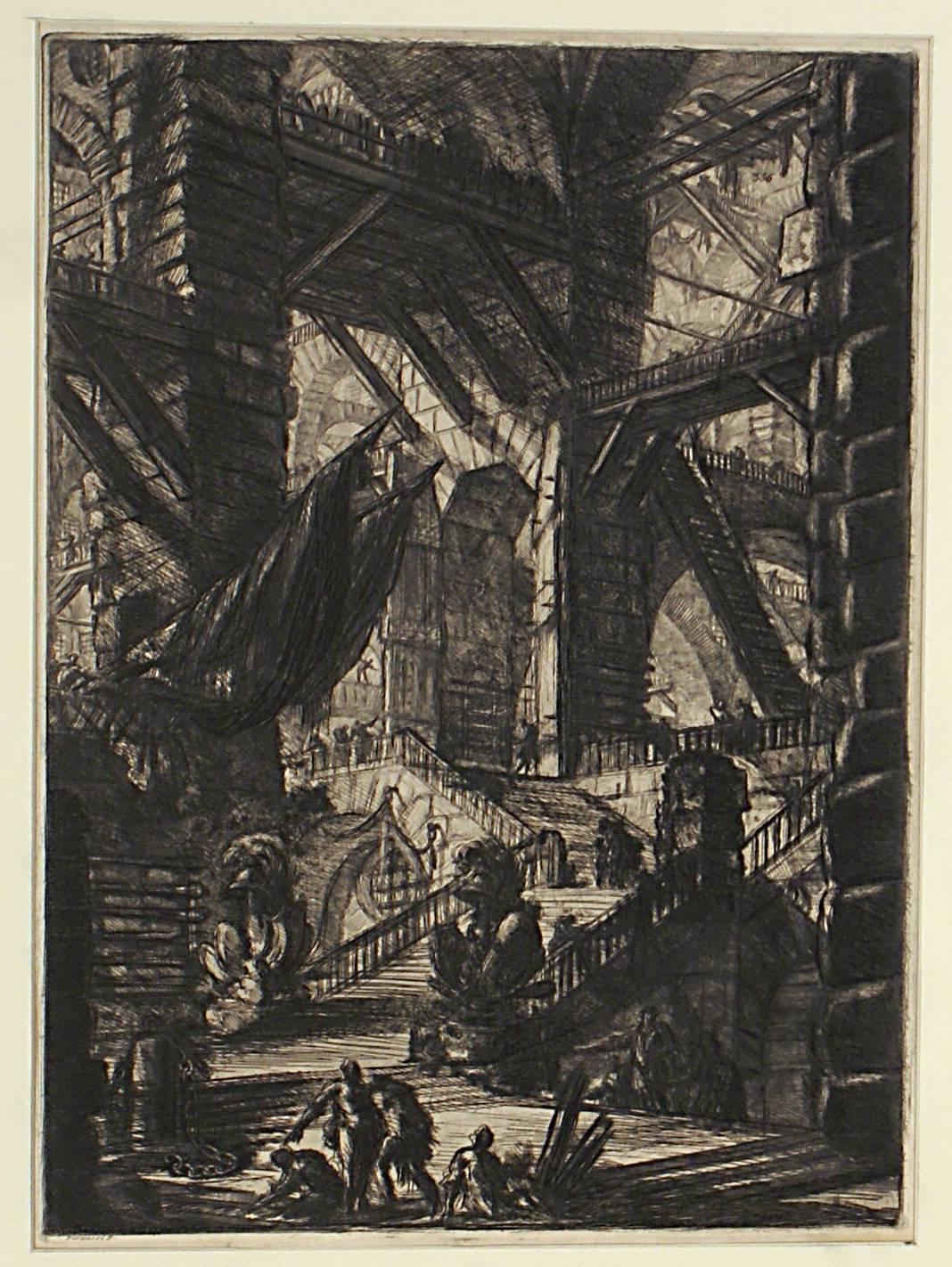 The "Carceri" or "Imaginary Prisons" series of engravings was first published around 1750. During Piranesi's lifetime collectors preferred his views of Rome. The plates for Imaginary Prisons were not popular, but today prints