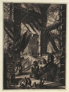 "Staircase with Trophies", Piranesi "Carceri" Series, Paris Edition, ca. 1807