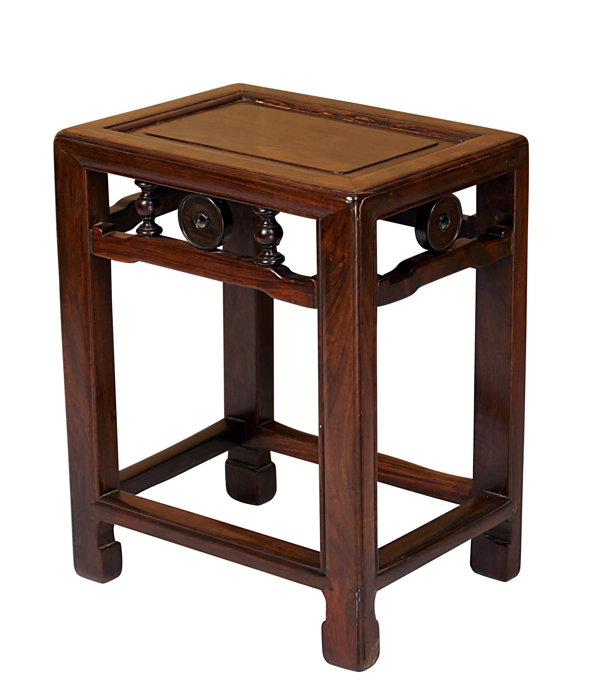 Early 20th Century Four Chinese Hong Mu Stools in Ming Style, circa 1920