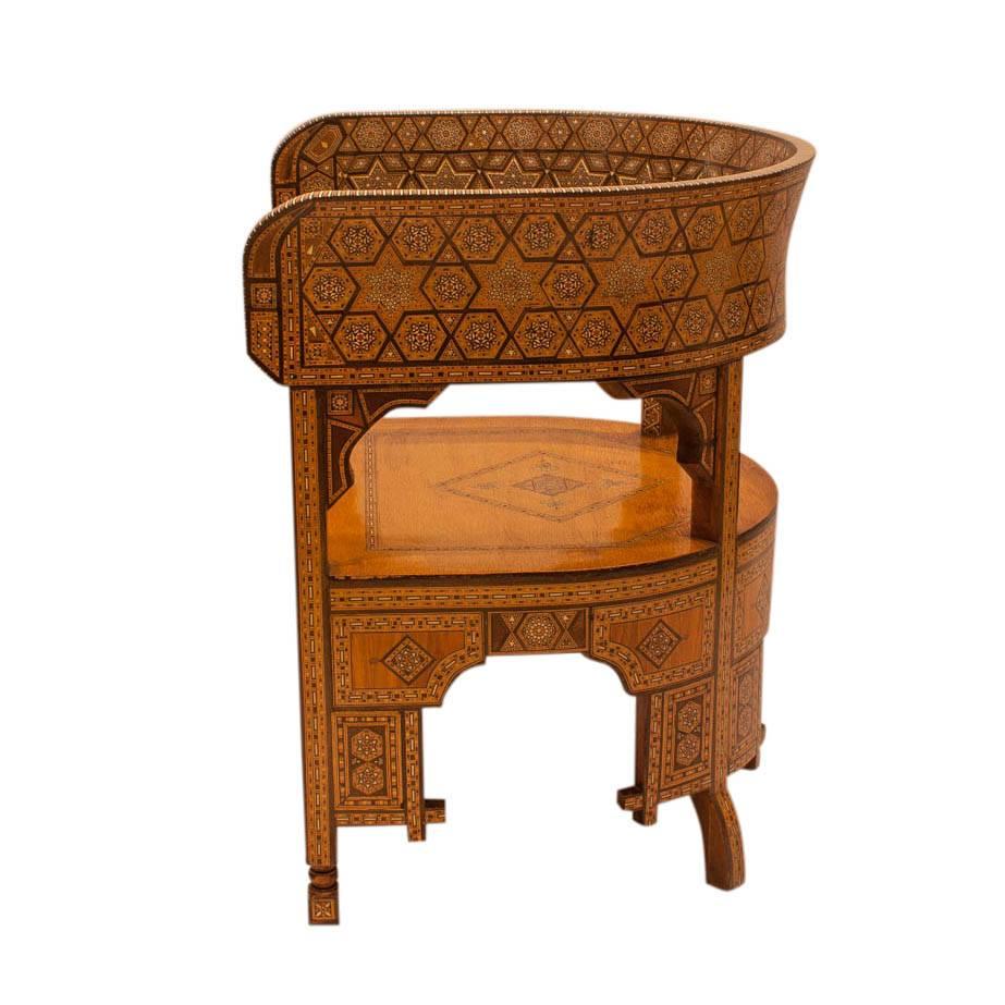 Bone Pair of Moroccan Inlaid Klysmos Chairs, circa 1920