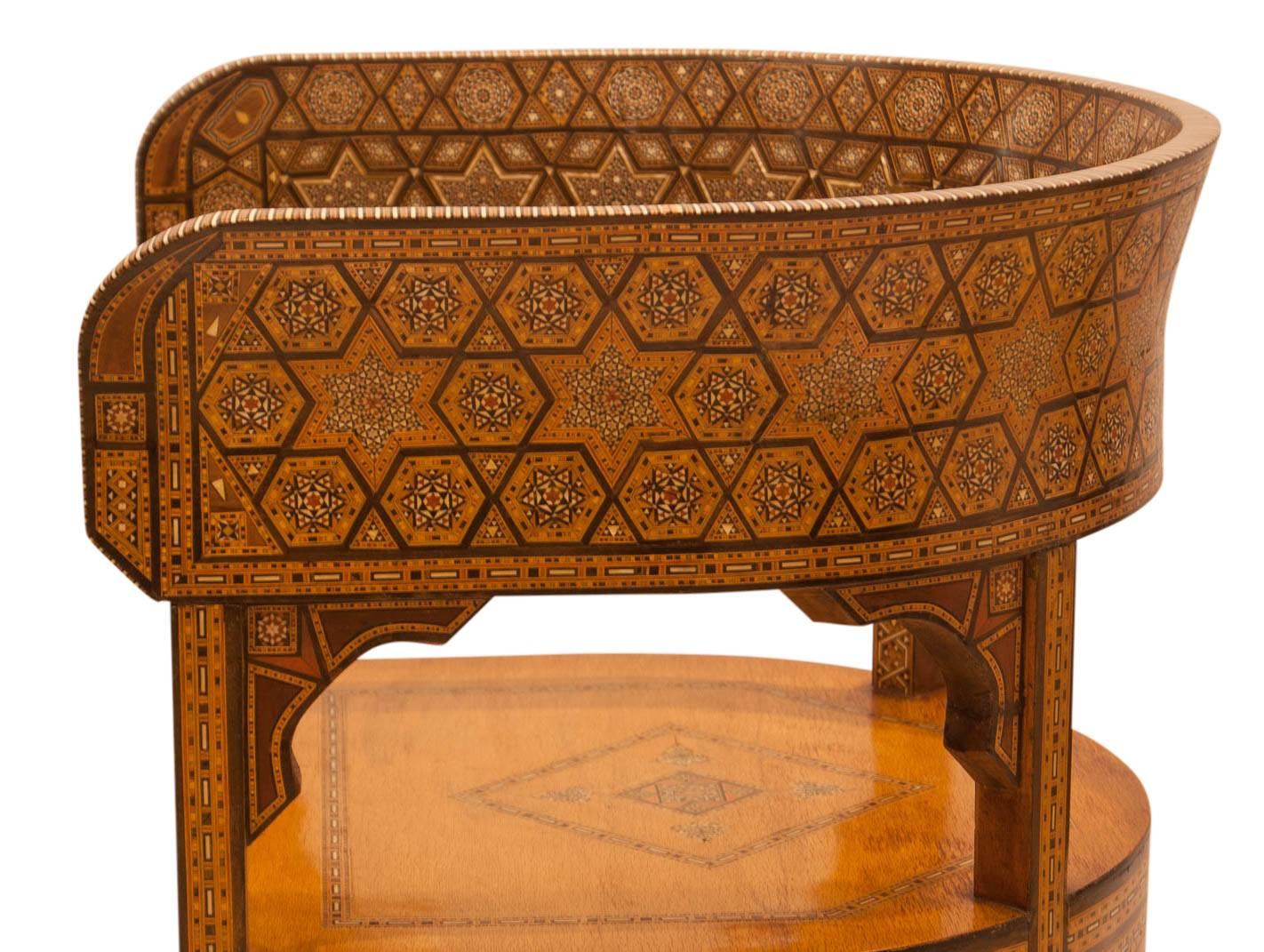 Pair of Moroccan Inlaid Klysmos Chairs, circa 1920 2