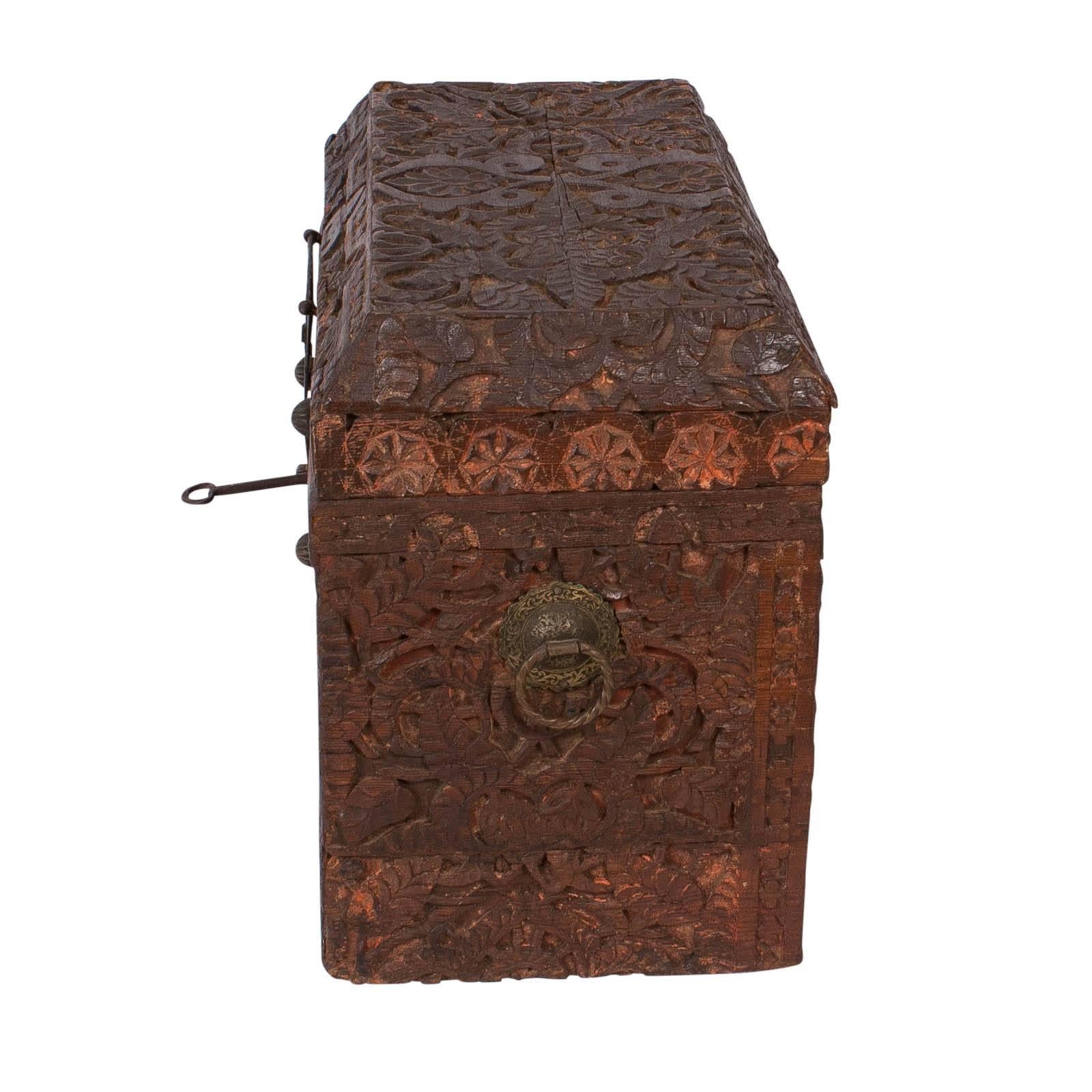 Indian Large Deeply Carved Indo-Persian Trunk, circa 1800