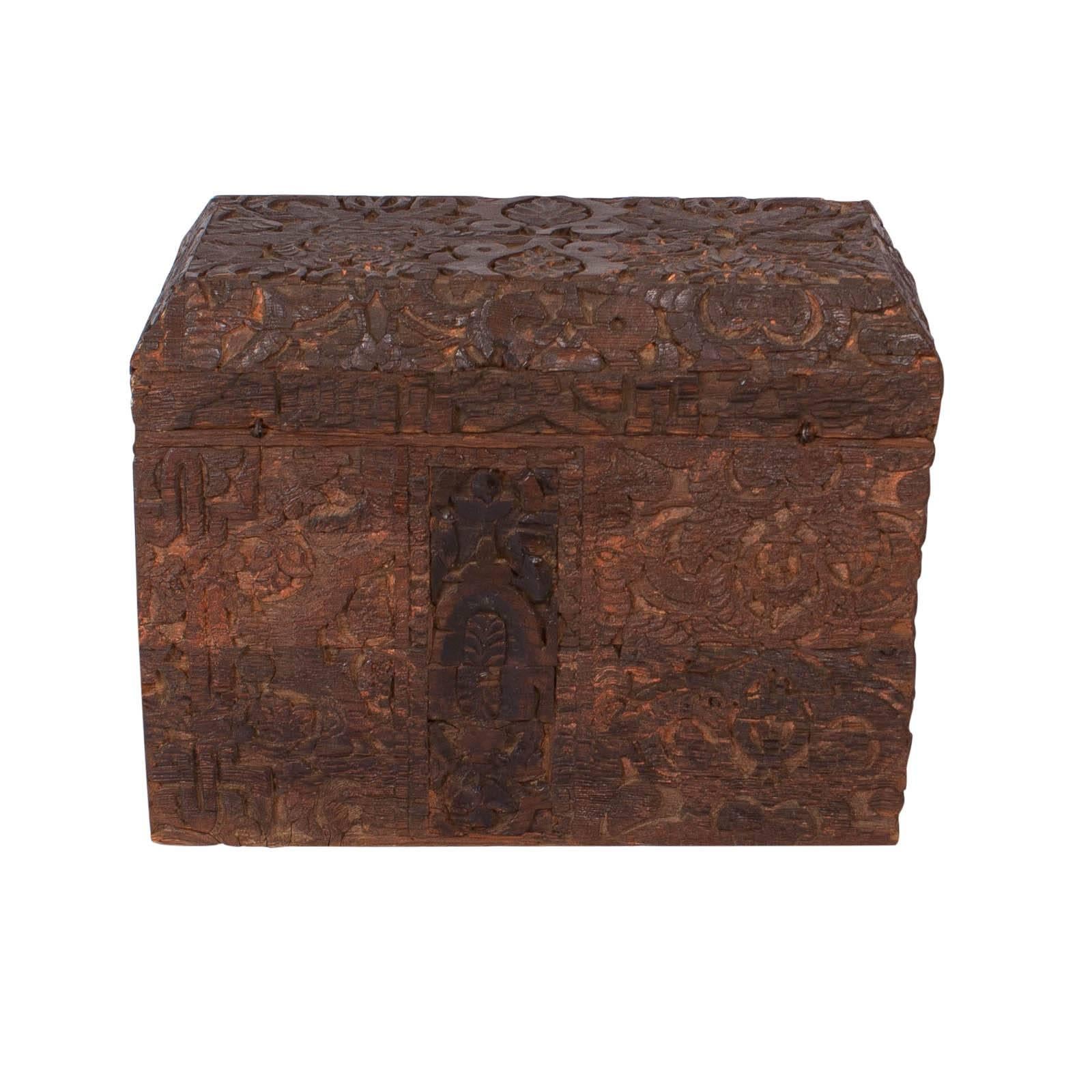 Large Deeply Carved Indo-Persian Trunk, circa 1800 In Good Condition In San Francisco, CA