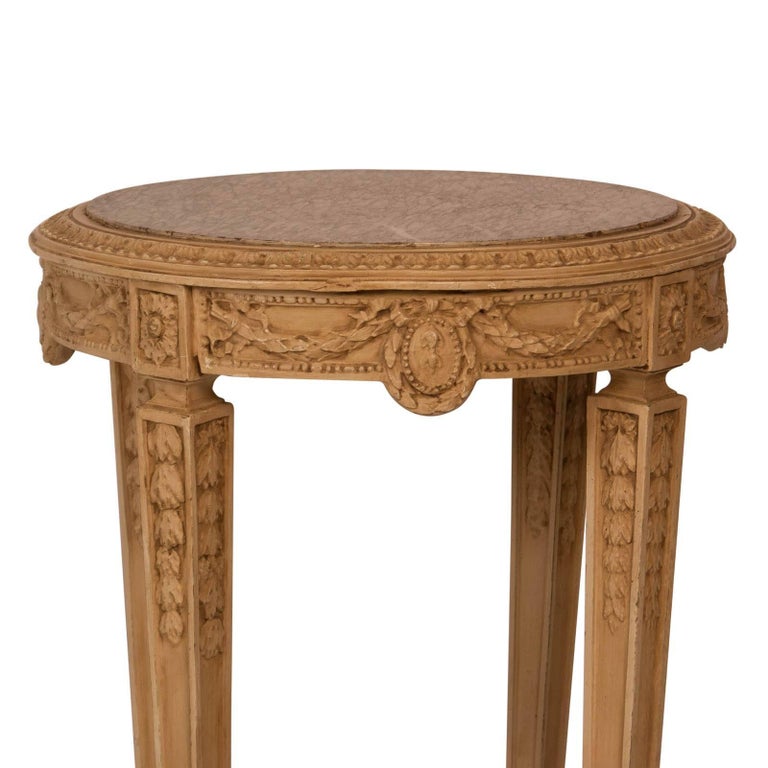 Louis XVI Style Painted Wood and Marble Gueridon or Table Louis XVI Style Painted Wood and Marble Gueridon or Table
