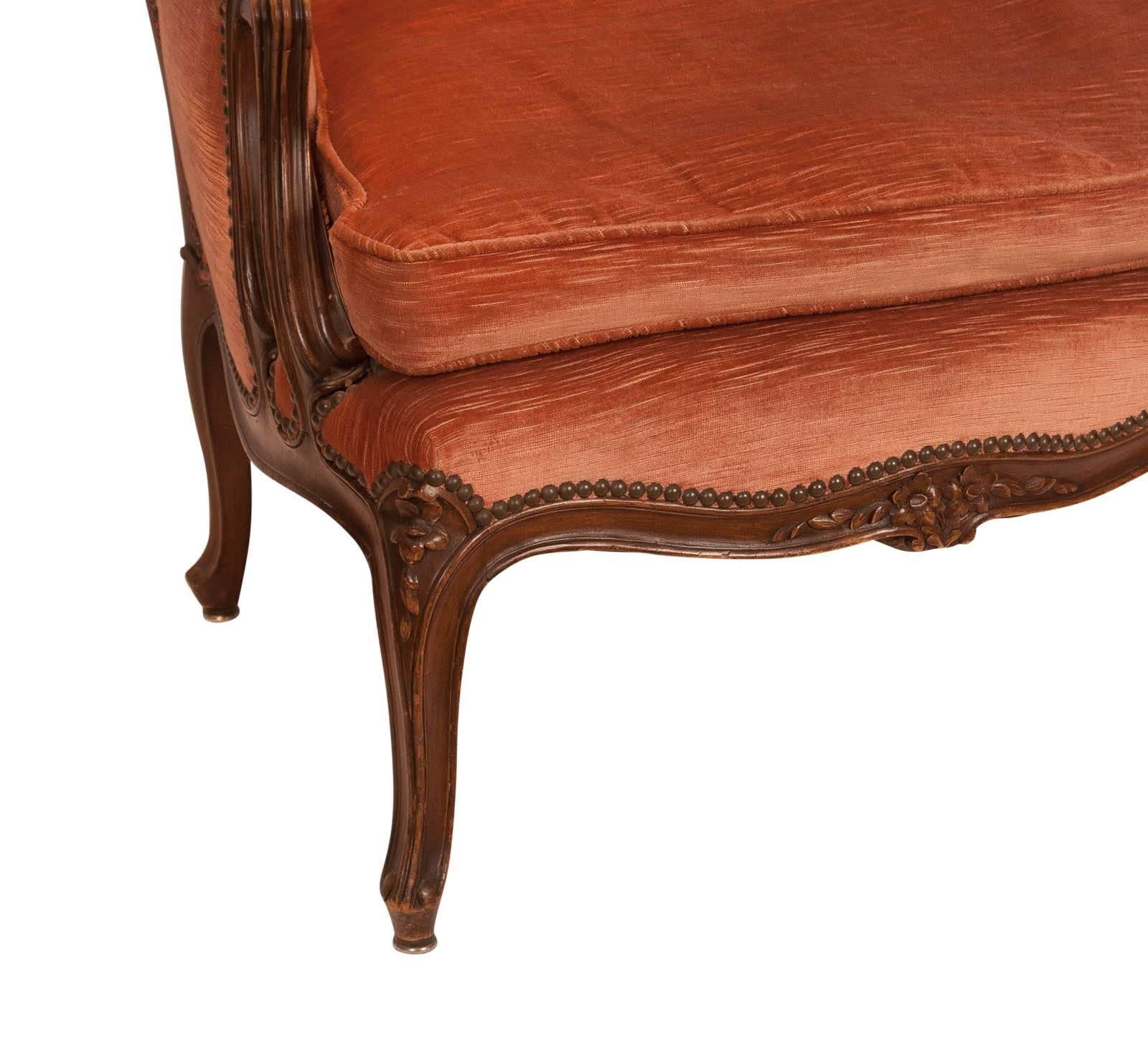 Belle Époque Second Empire  Walnut Louis XV Style Bergere Chair, France, circa 1890