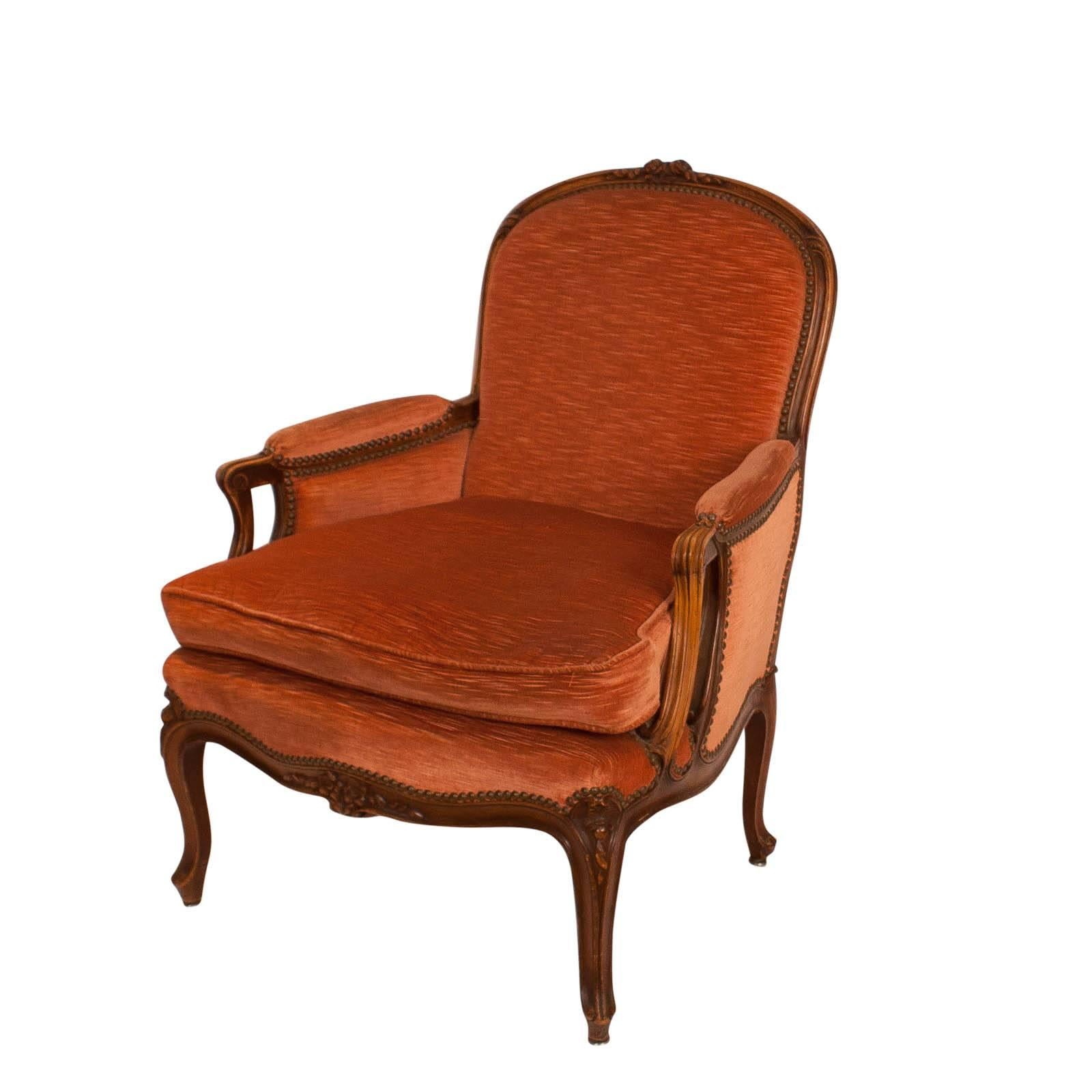 French Second Empire  Walnut Louis XV Style Bergere Chair, France, circa 1890