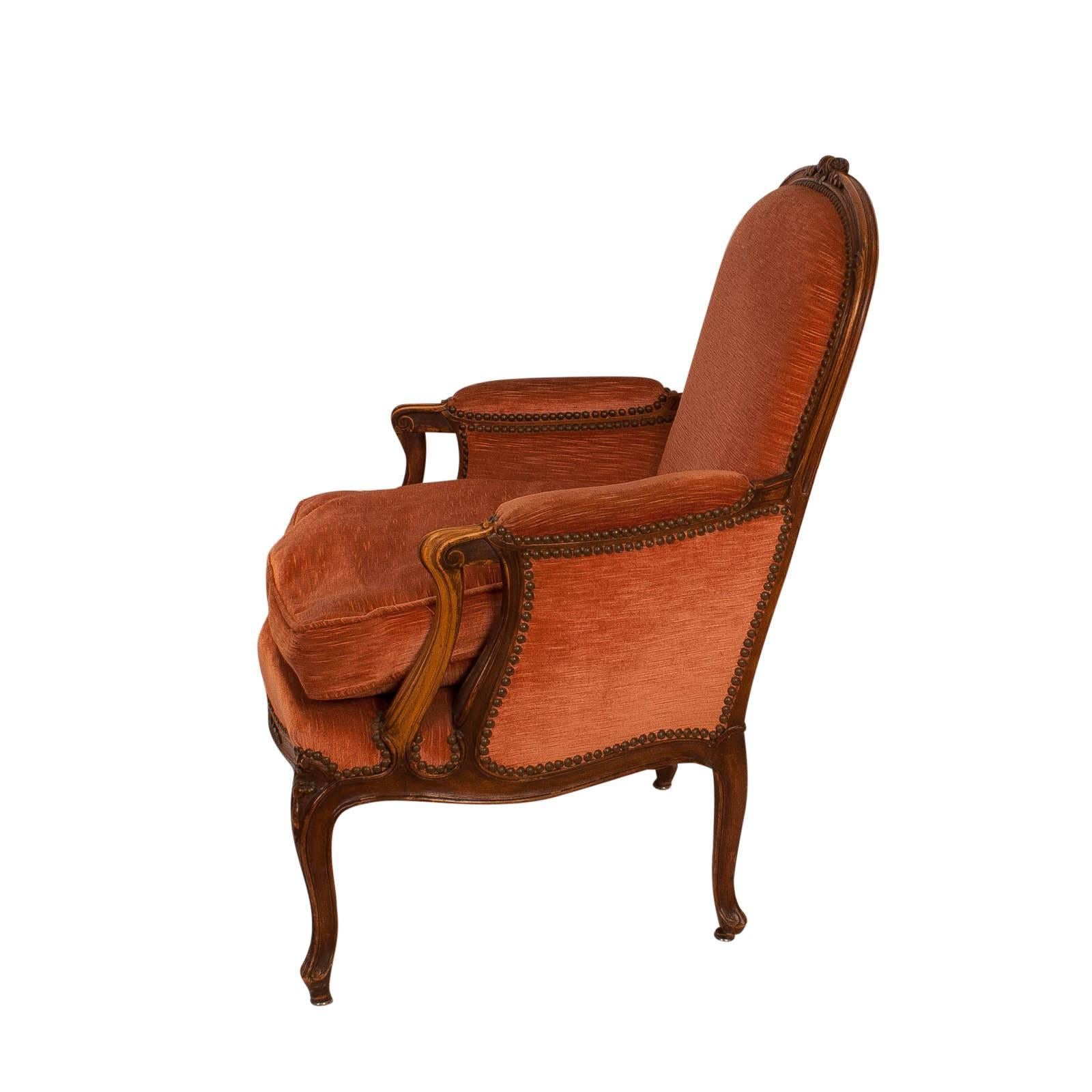 Second Empire  Walnut Louis XV Style Bergere Chair, France, circa 1890 In Good Condition In San Francisco, CA