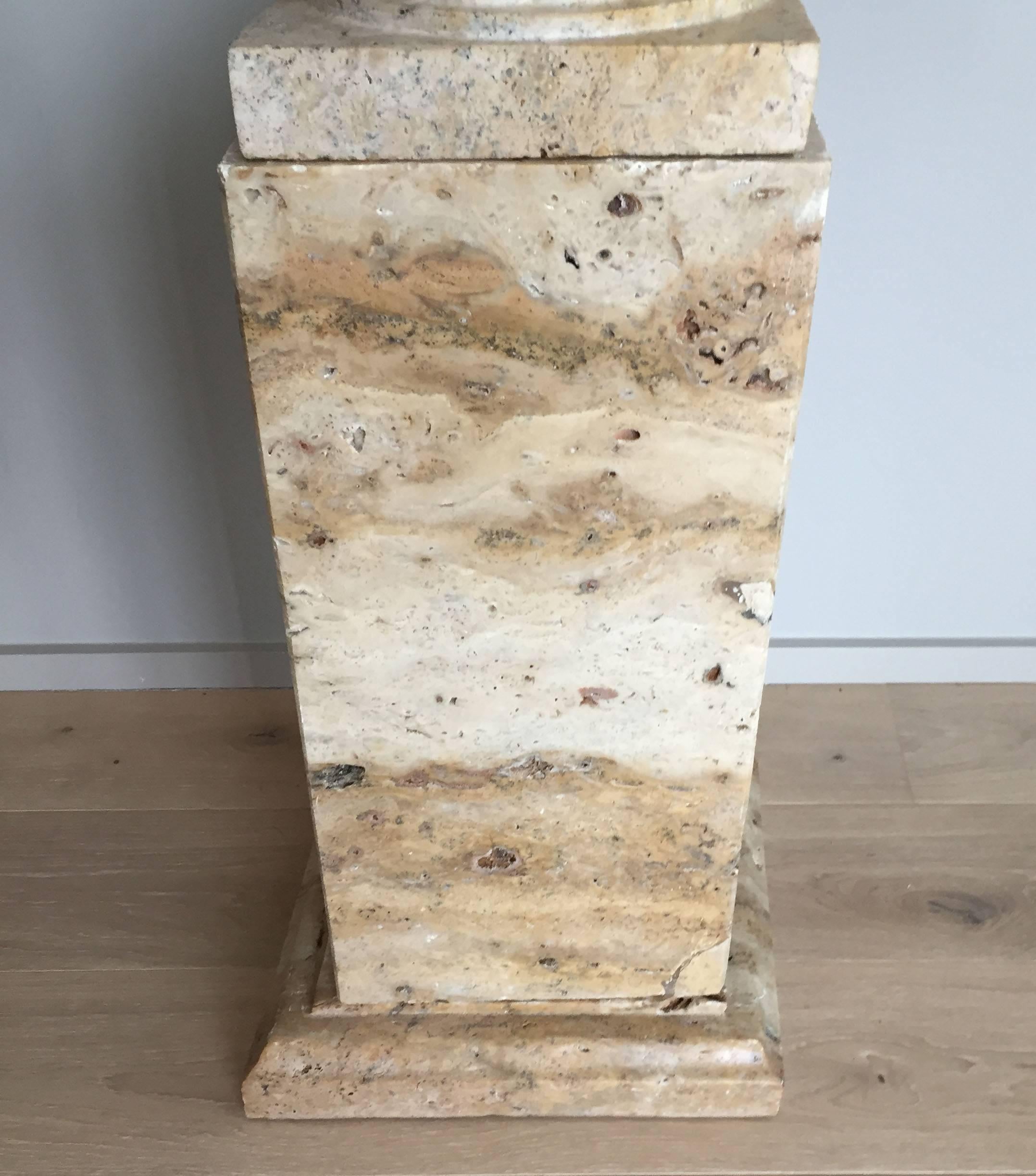 Pair of 19th Century Italian Solid Handcarved Limestone Classic Urns 3