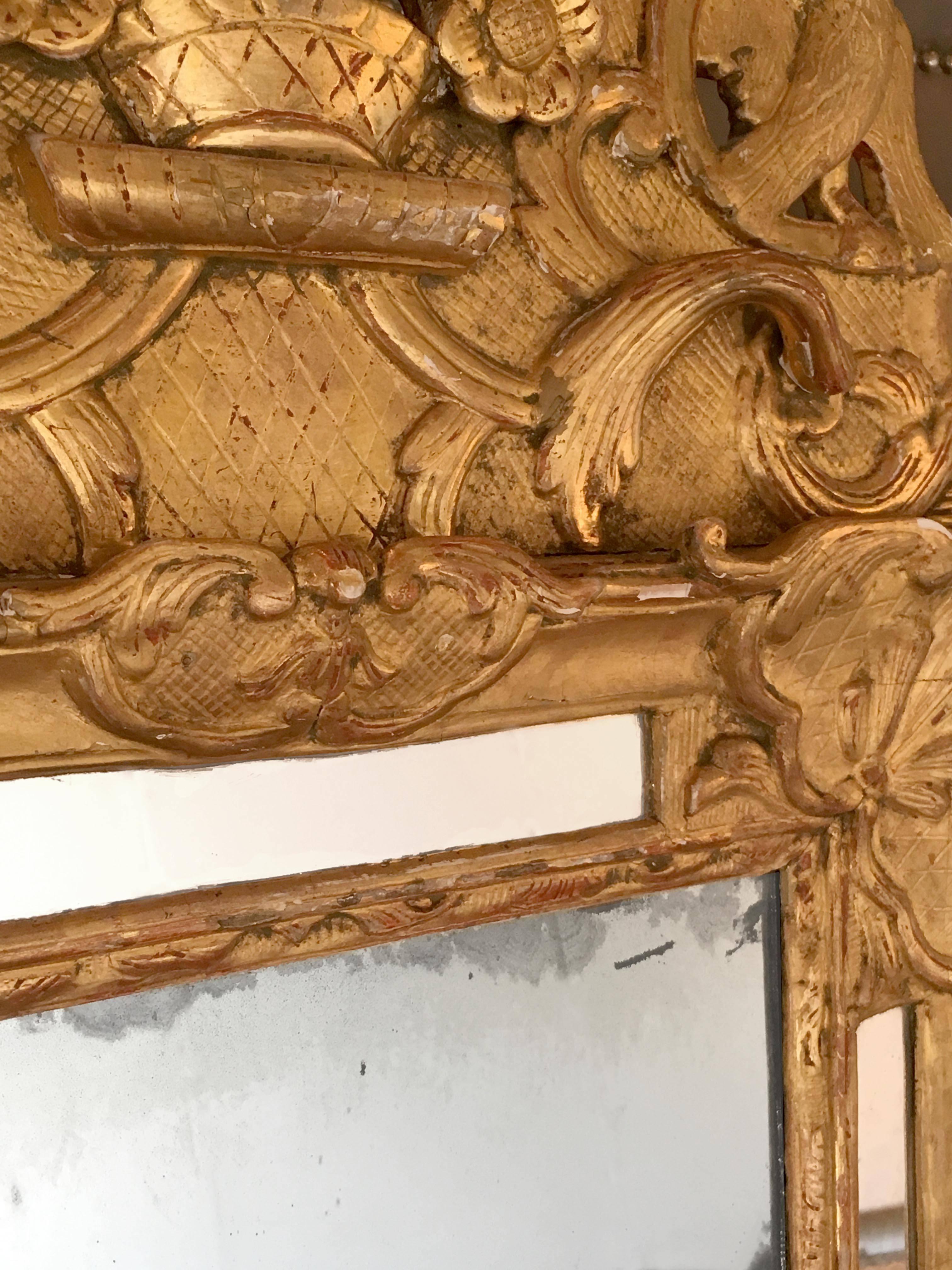 Hand-Carved French Regence Giltwood Mirror