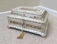 Early 19th Century Russian Stained and Carved Bone Table Box with delicate gold