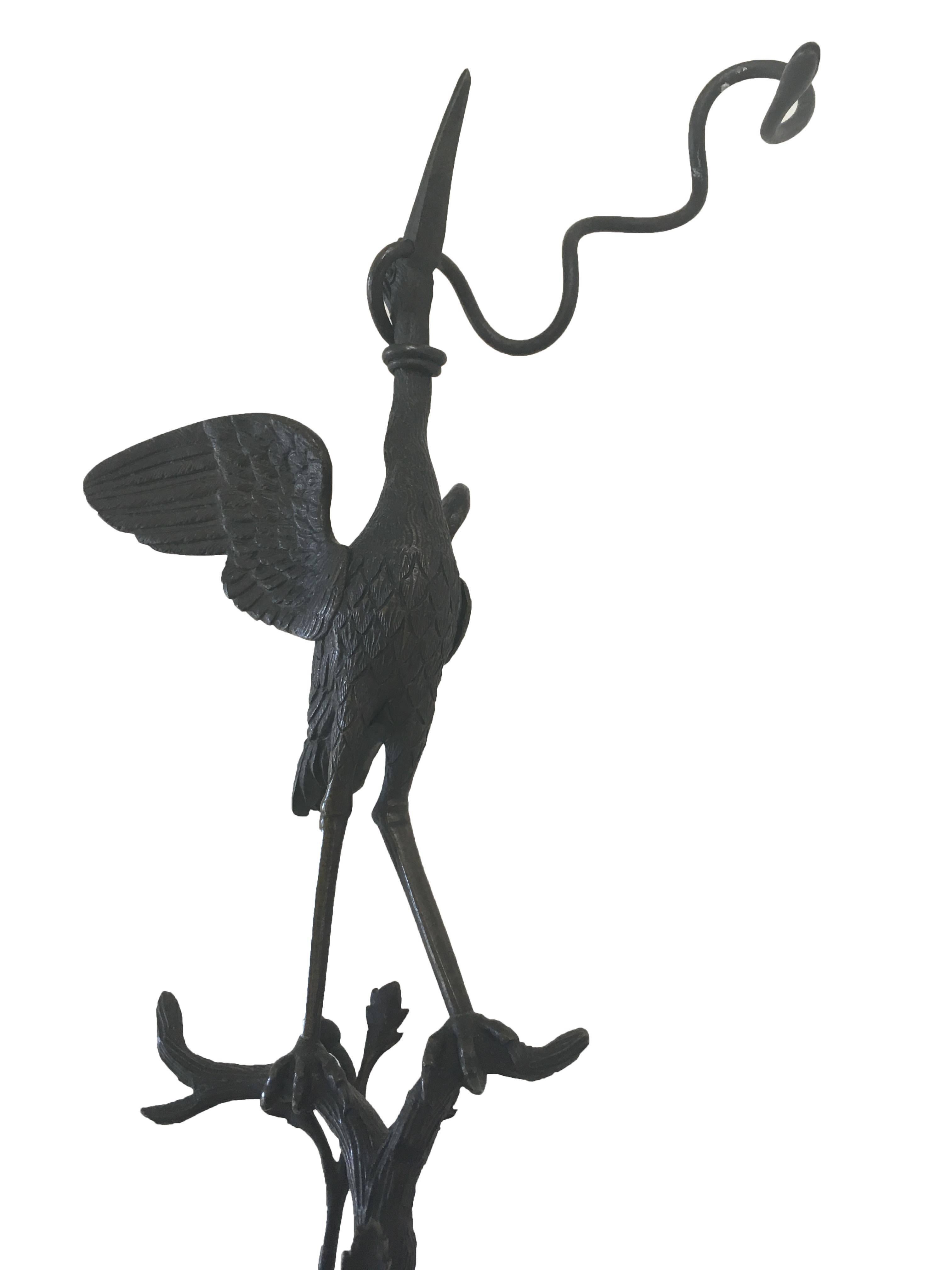 French Late 19th Century Sculpture of Footed Bronze Stork