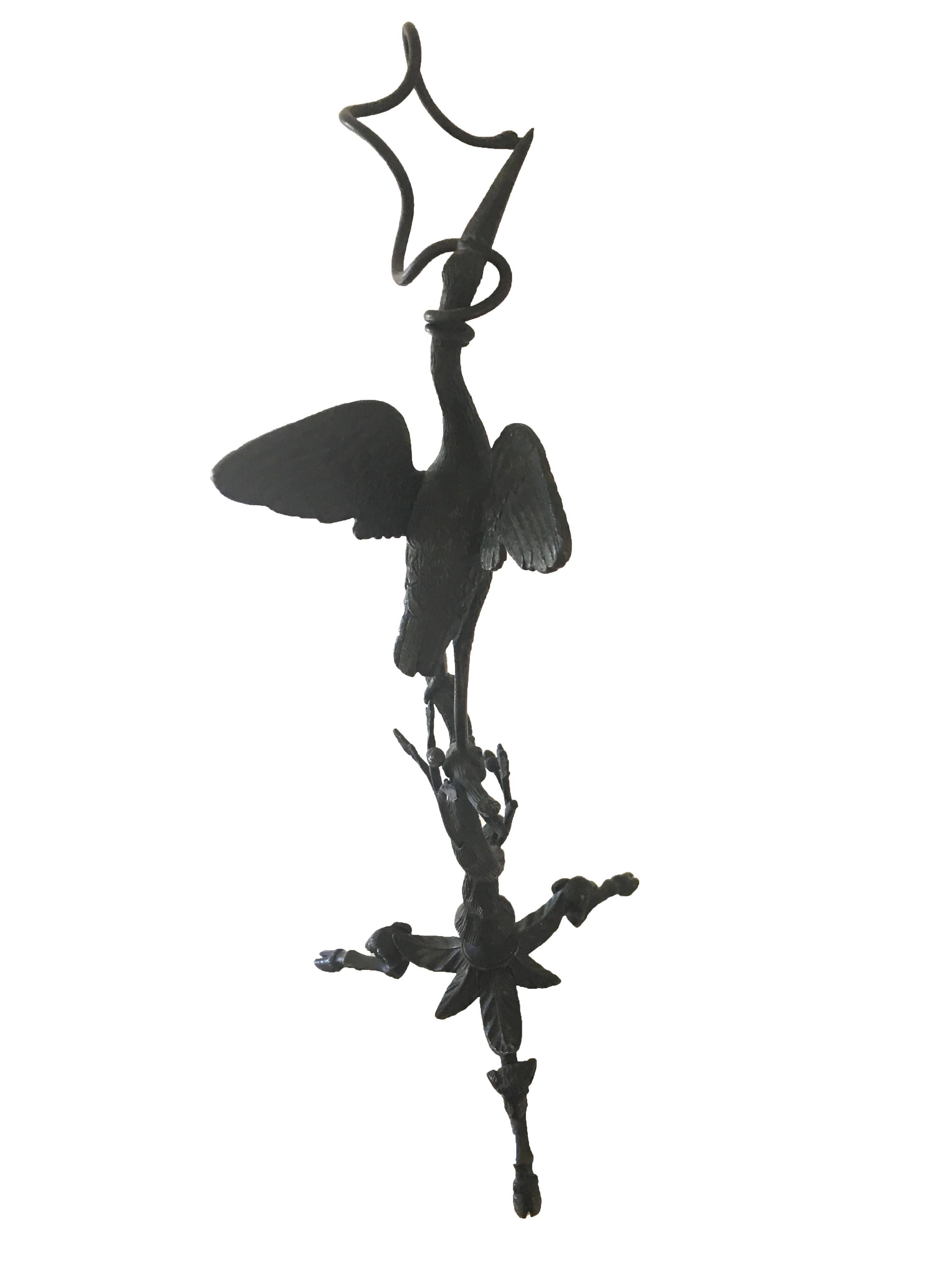 Late 19th Century Sculpture of Footed Bronze Stork 1