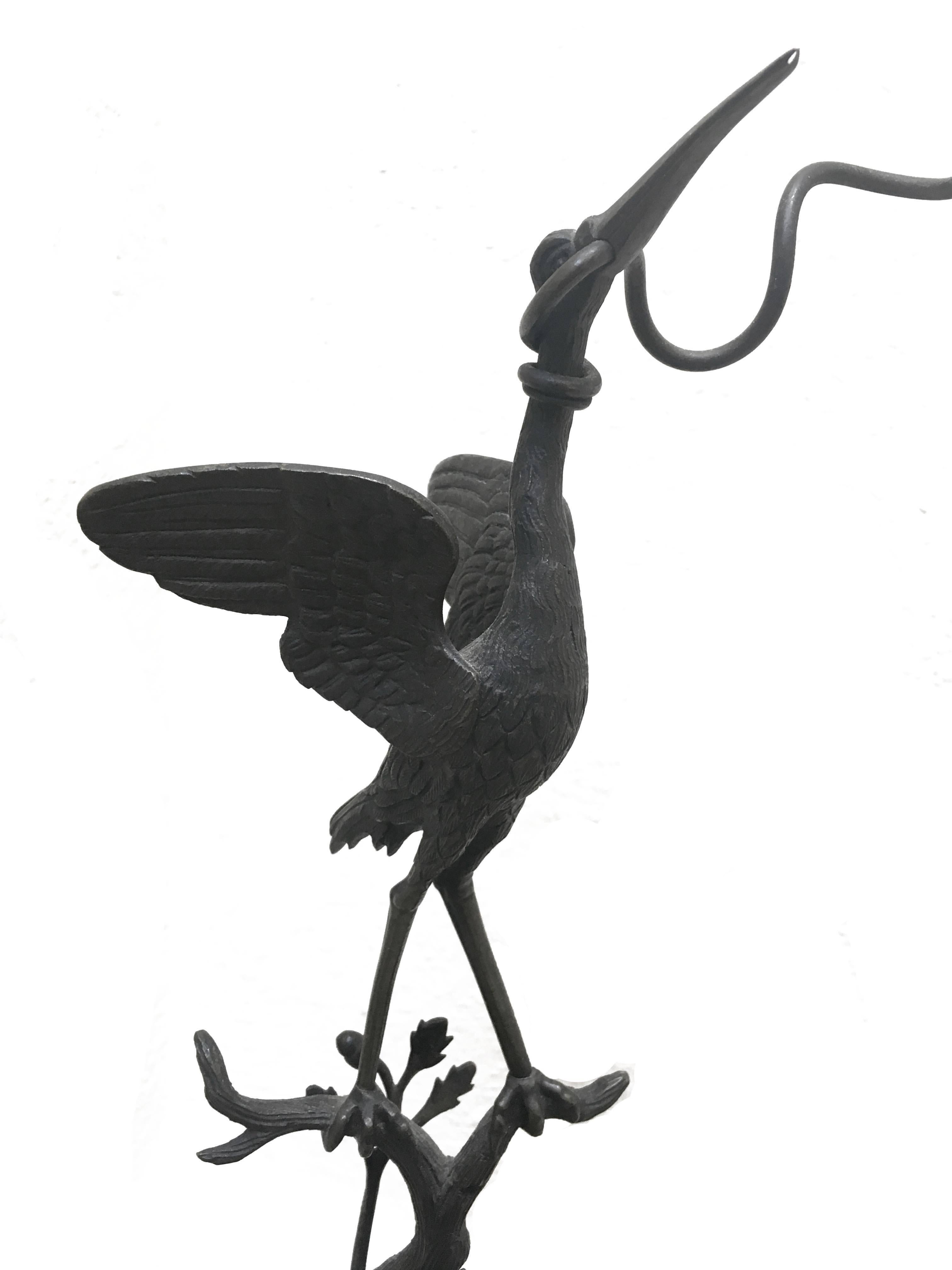 Late 19th Century Sculpture of Footed Bronze Stork 2