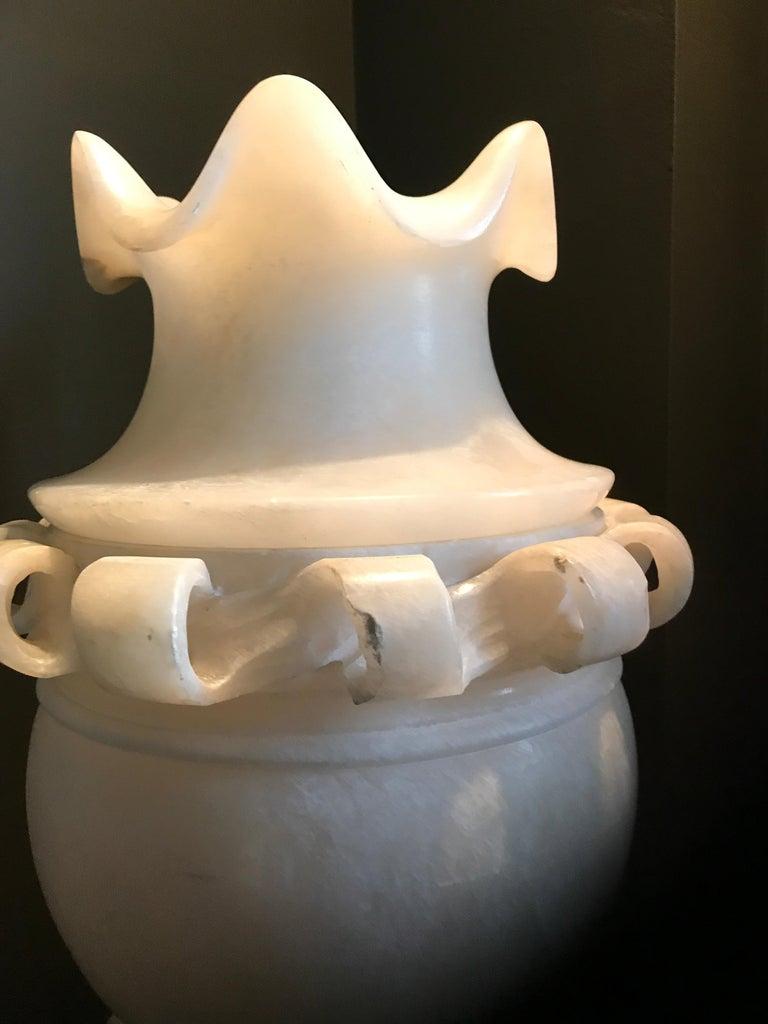 Hand-Carved Late 19th Century French Grand Scale White Marble Urn