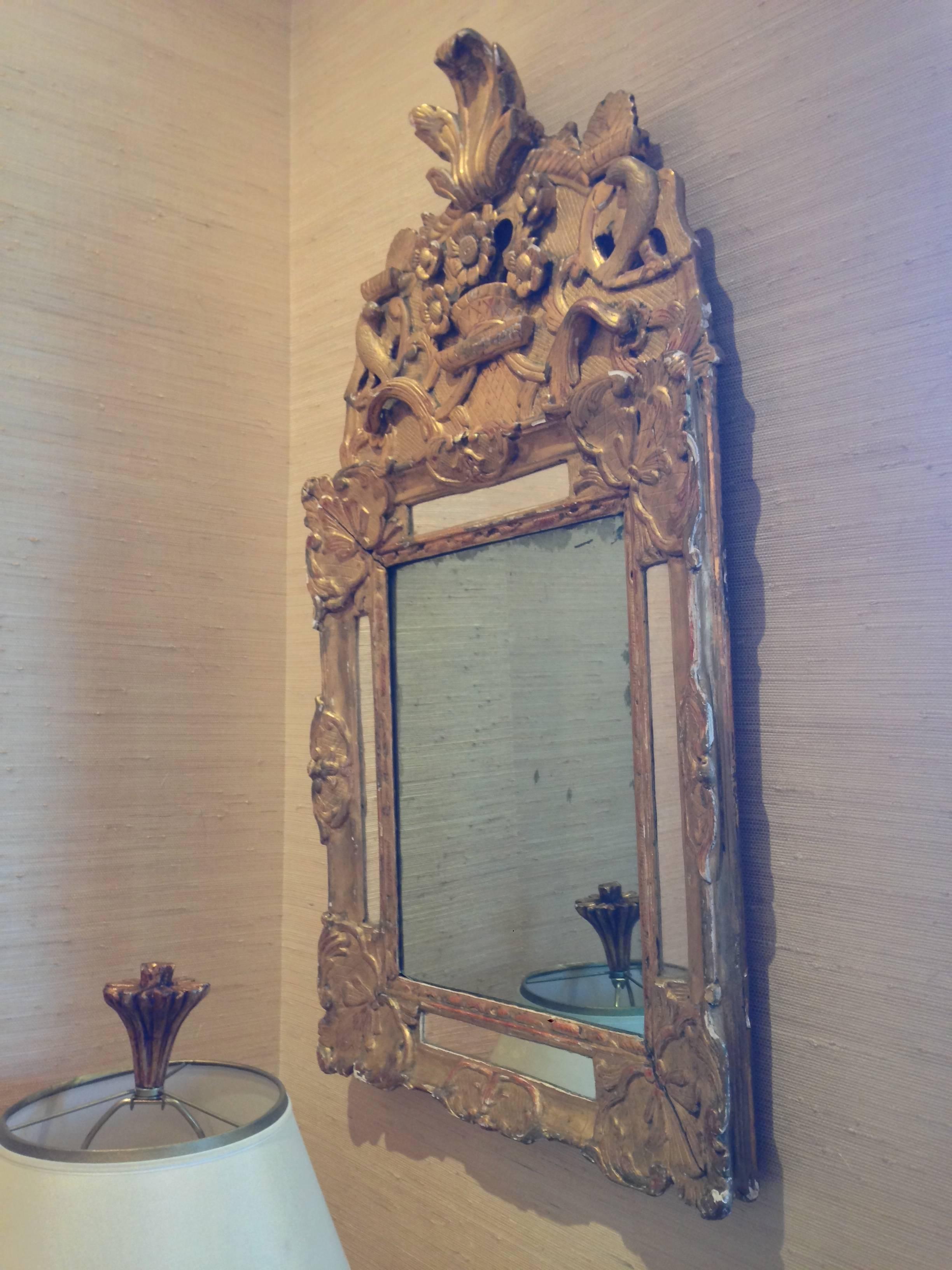 Louis XV French Regence Giltwood Mirror