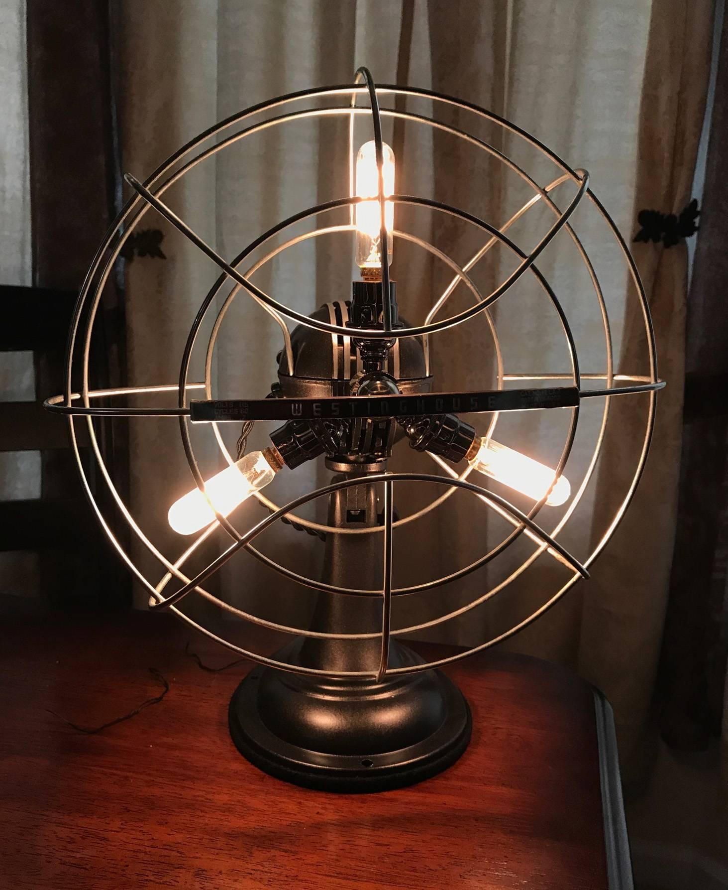 Steampunk Westinghouse Catalog No. 12 LA 4 Fan Lamp For Sale