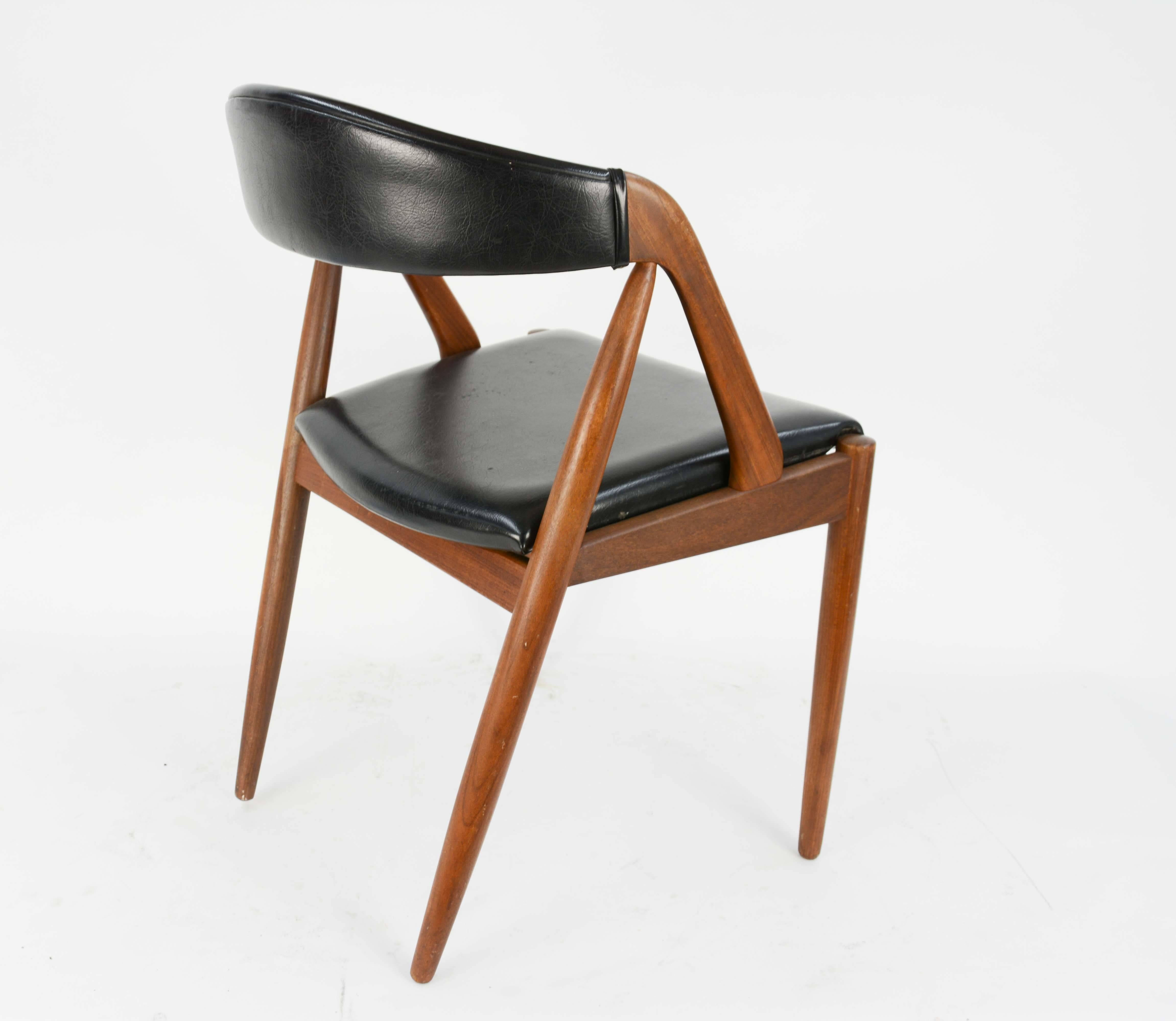 Danish Set of Four Kai Kristiansen Model 31 Teak Dining Chairs with Leatherette