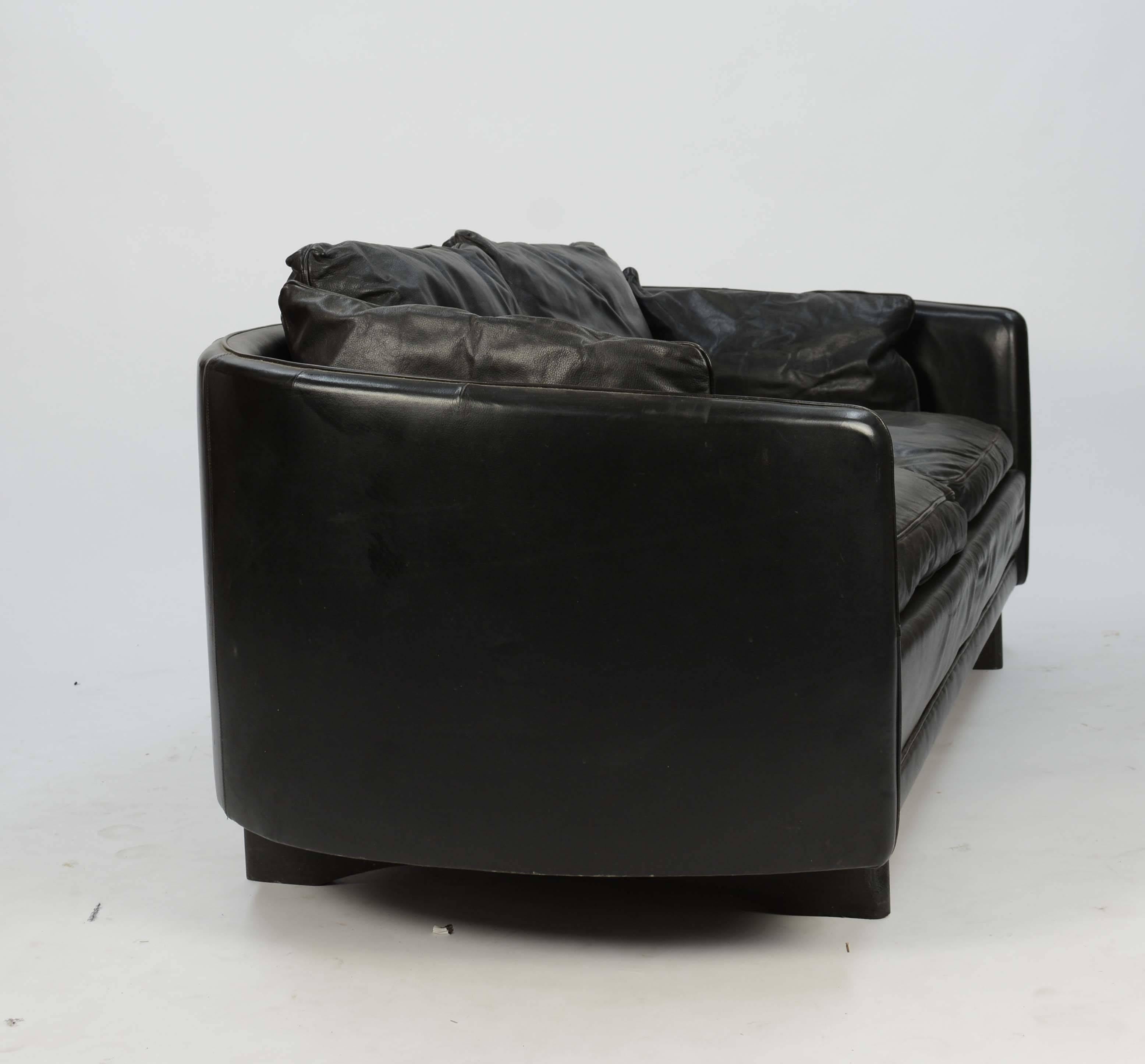 distressed leather loveseat