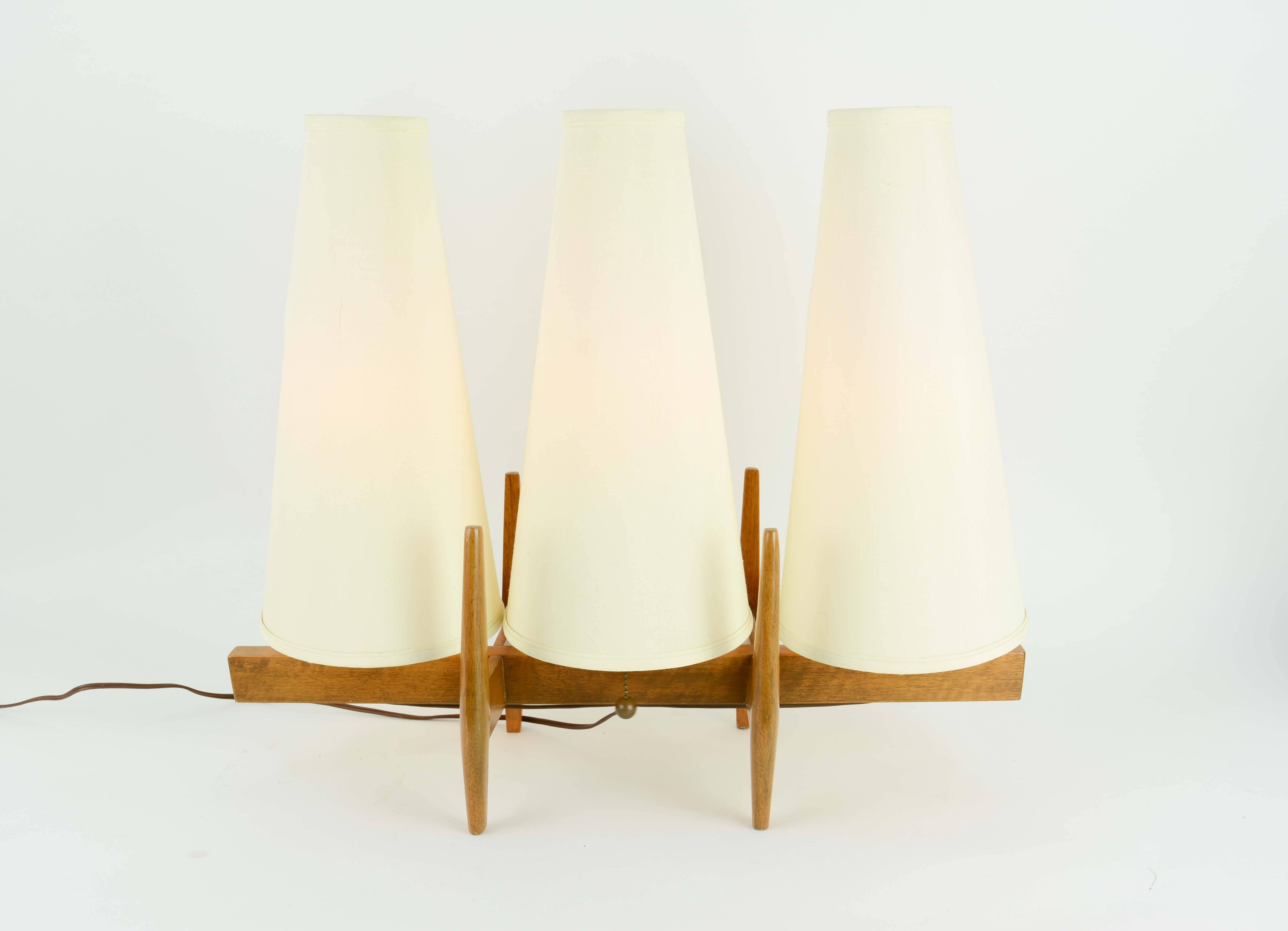 Mid-20th Century Triptych Table Lamp by Moss Lighting of San Francisco