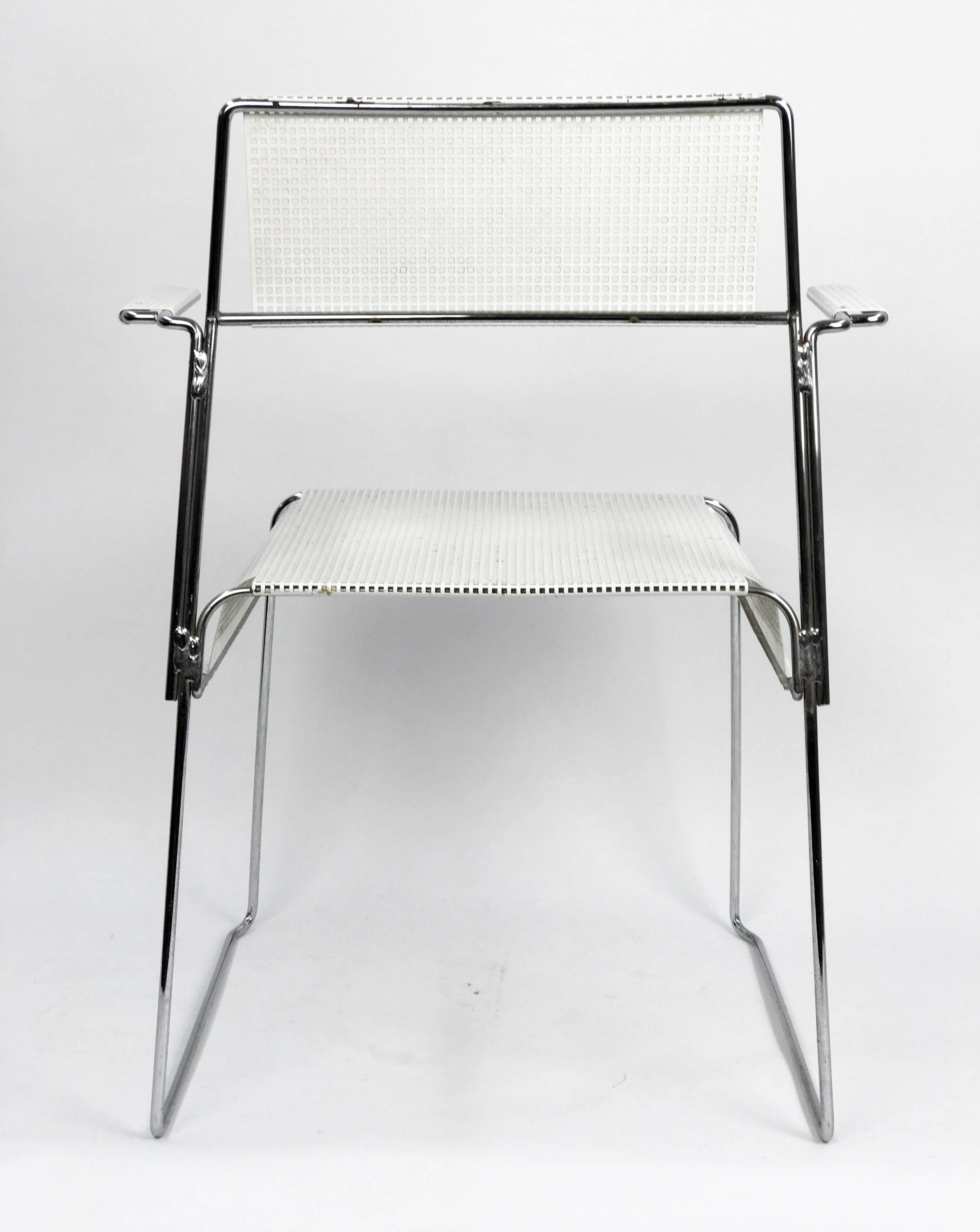 Enameled Mathieu Matégot Inspired Mid-Century Perforated Metal Armchair