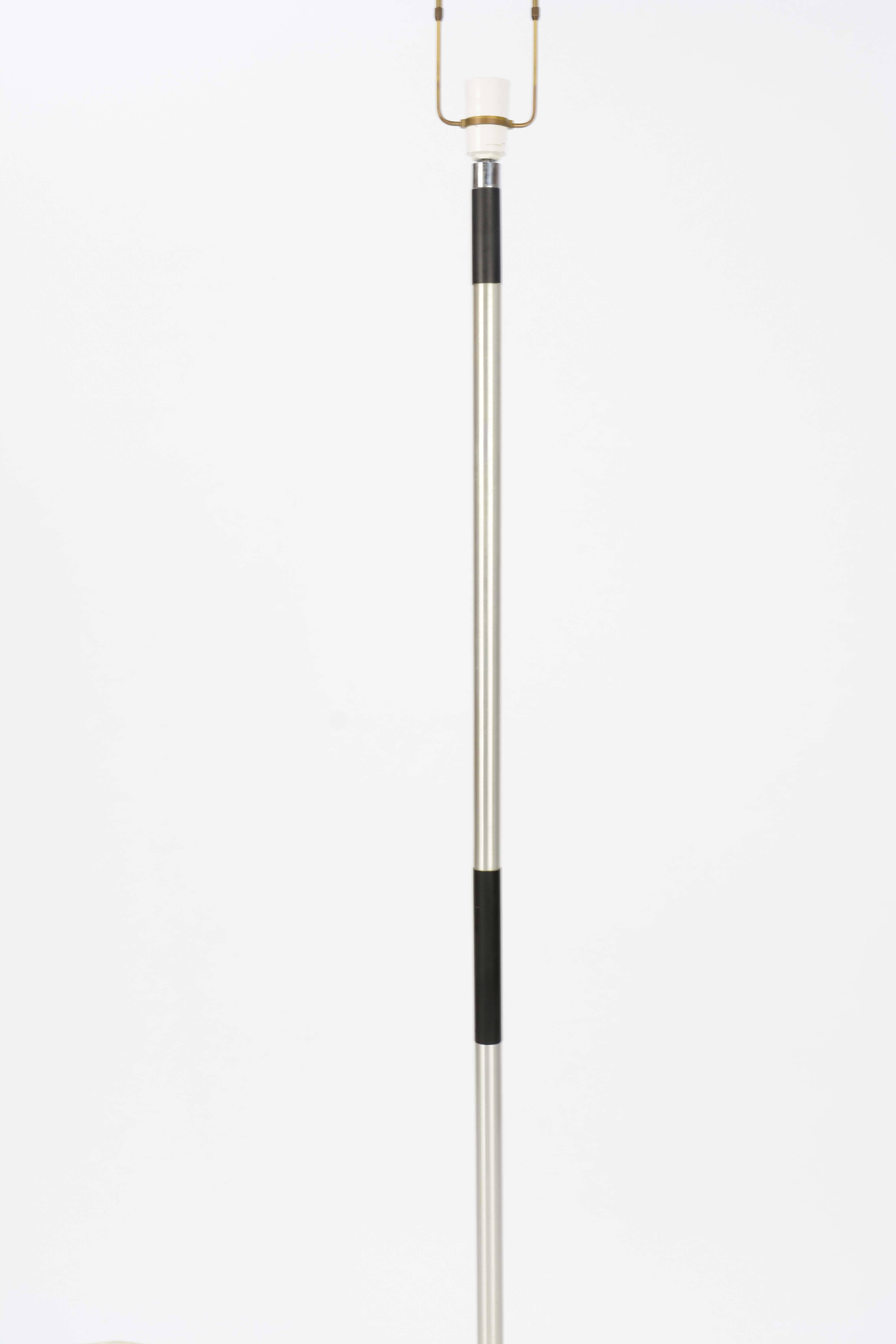 Mid-20th Century Satin Aluminium and Black Tripod Floor Lamp 
