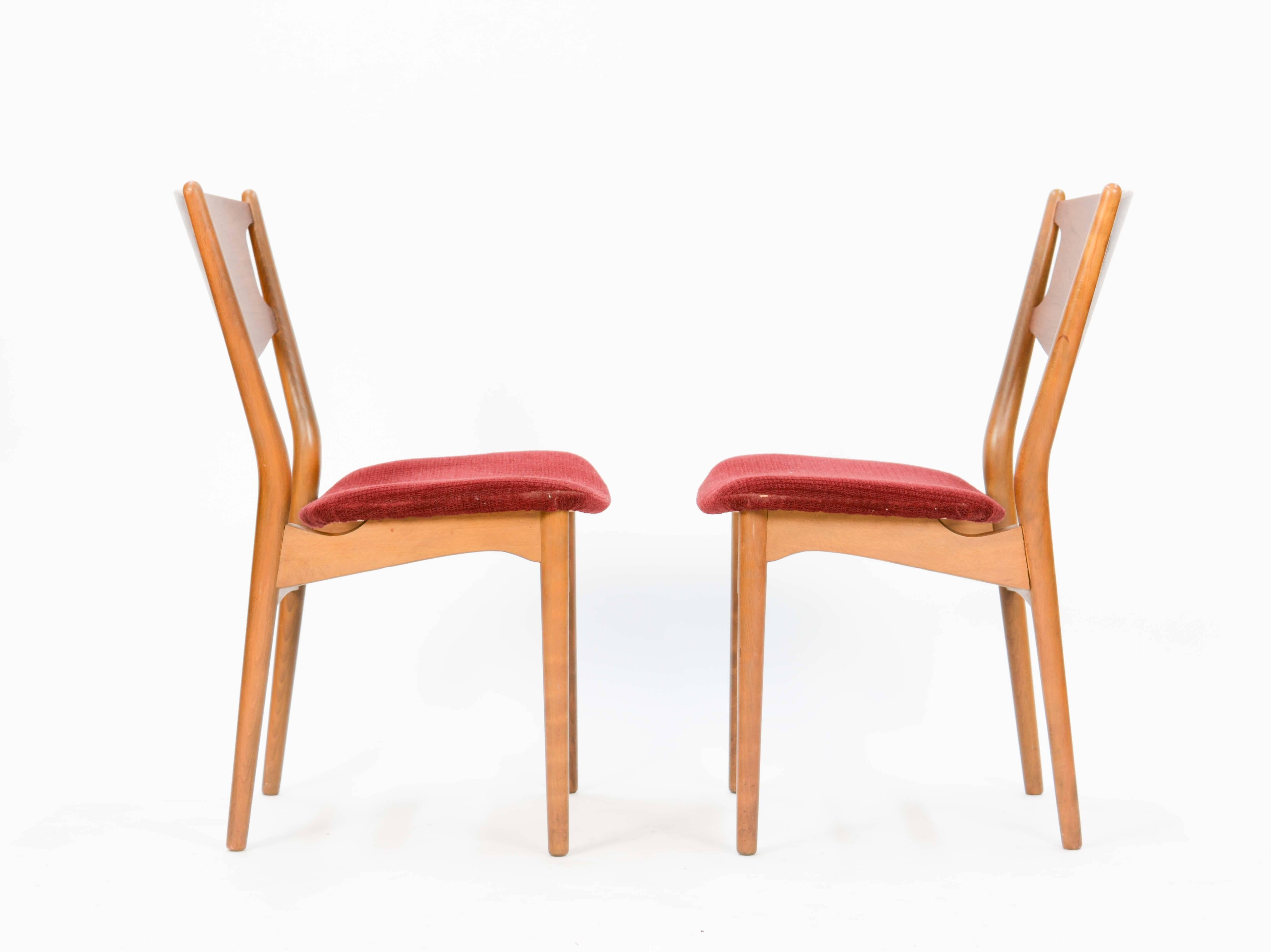 Mid-20th Century Set of Six Wahl Iversen Danish Dining Chairs for Møbelfabriken Falster, 1954