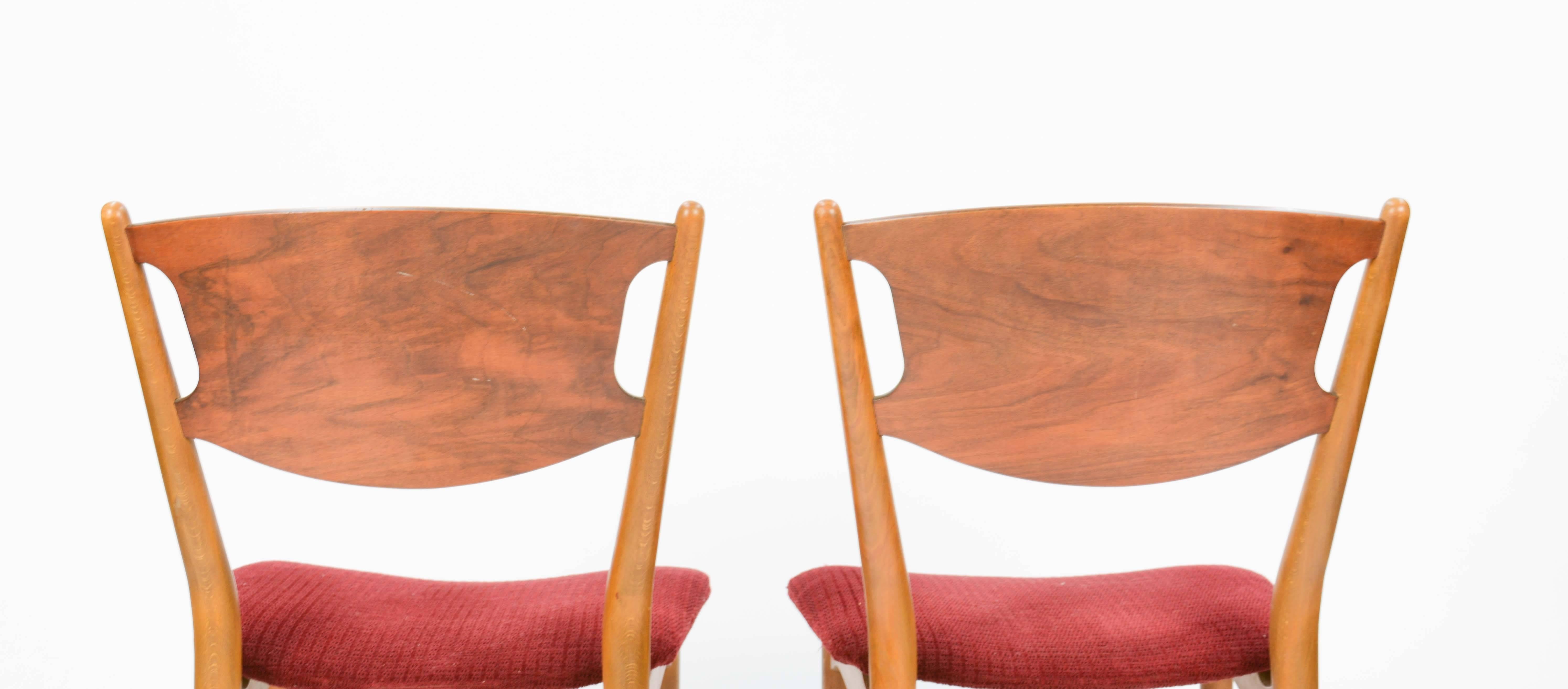 Set of Six Wahl Iversen Danish Dining Chairs for Møbelfabriken Falster, 1954 1