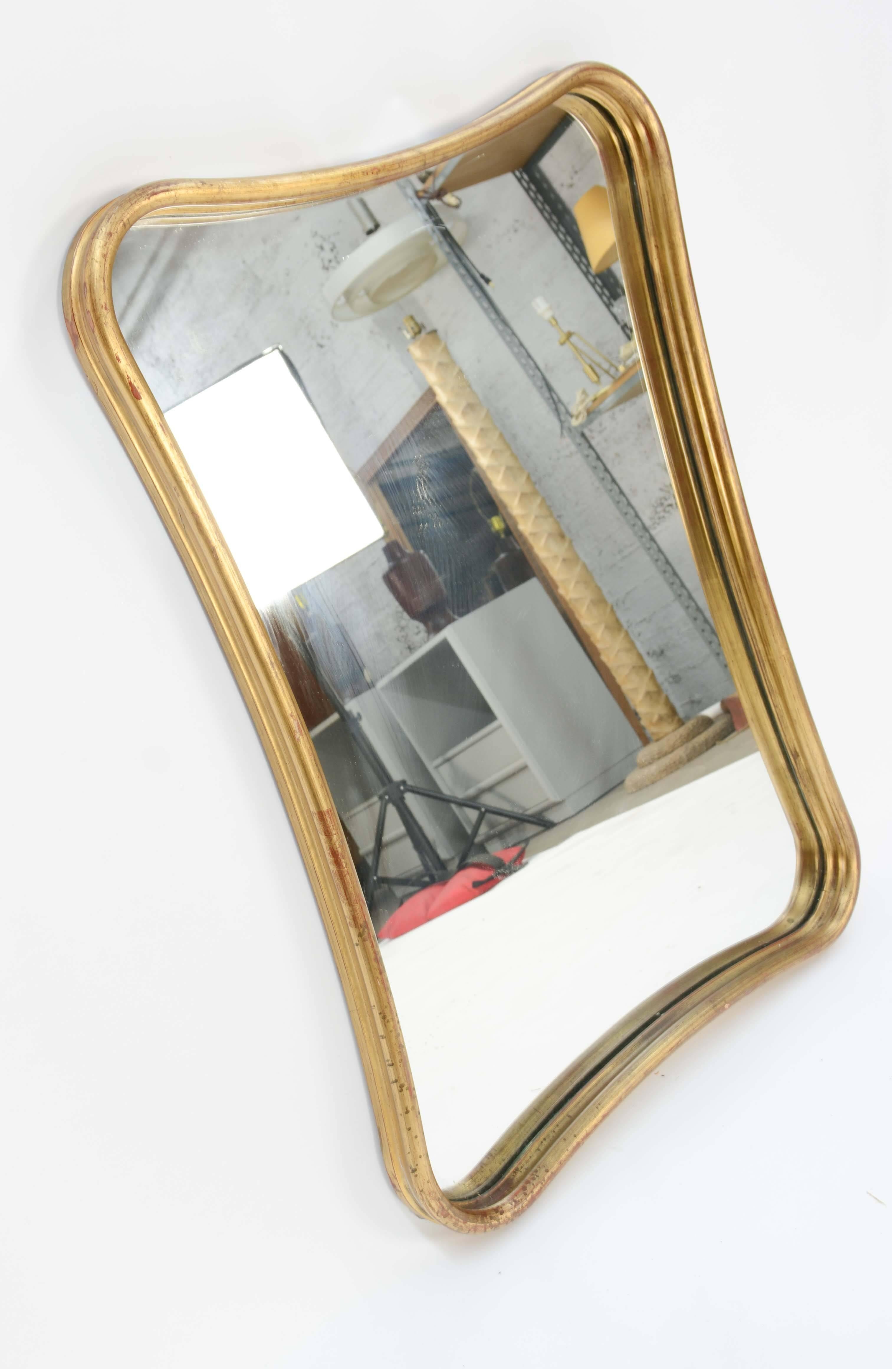 Mid-Century Modern Amazing Gold Gilded Mirror after Gilbert Rodhe for Herman Miller
