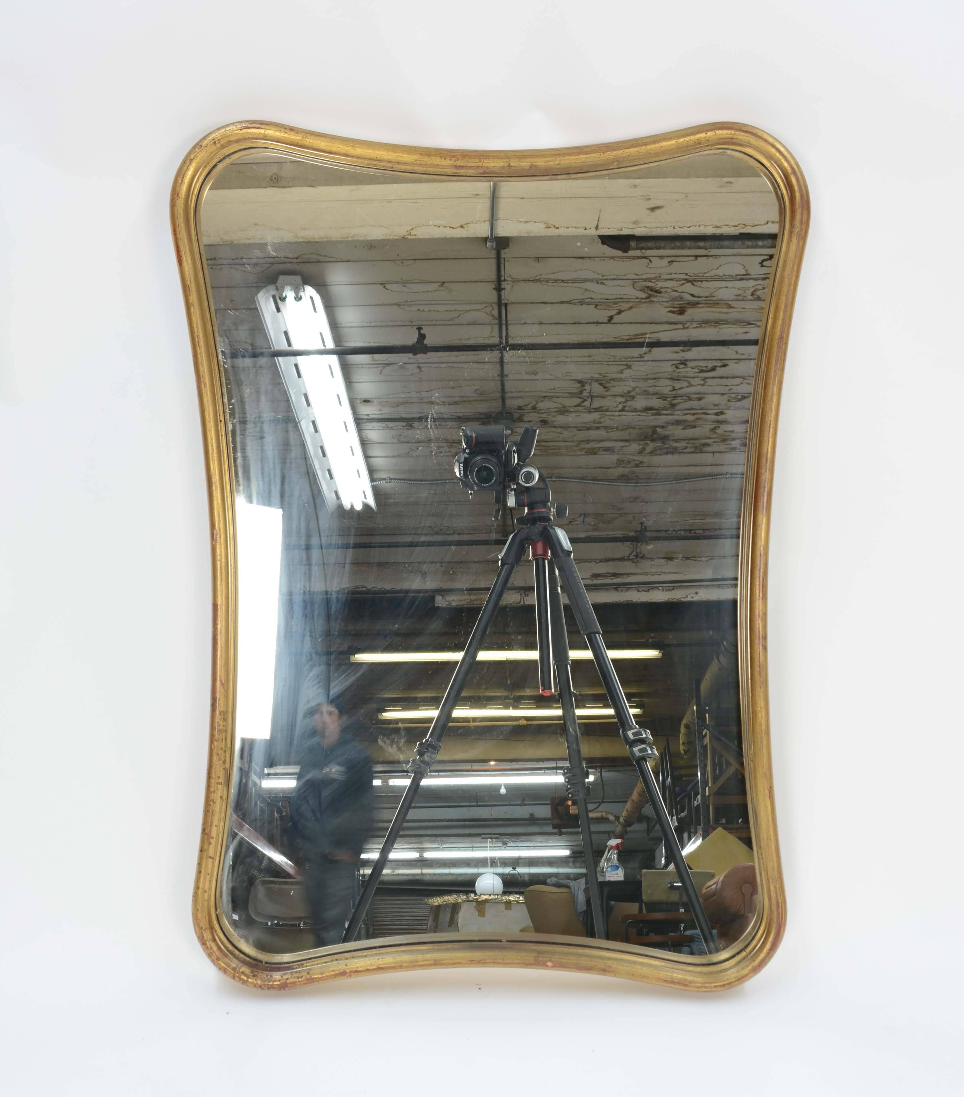 Amazing Gold Gilded Mirror after Gilbert Rodhe for Herman Miller In Good Condition In Portland, OR