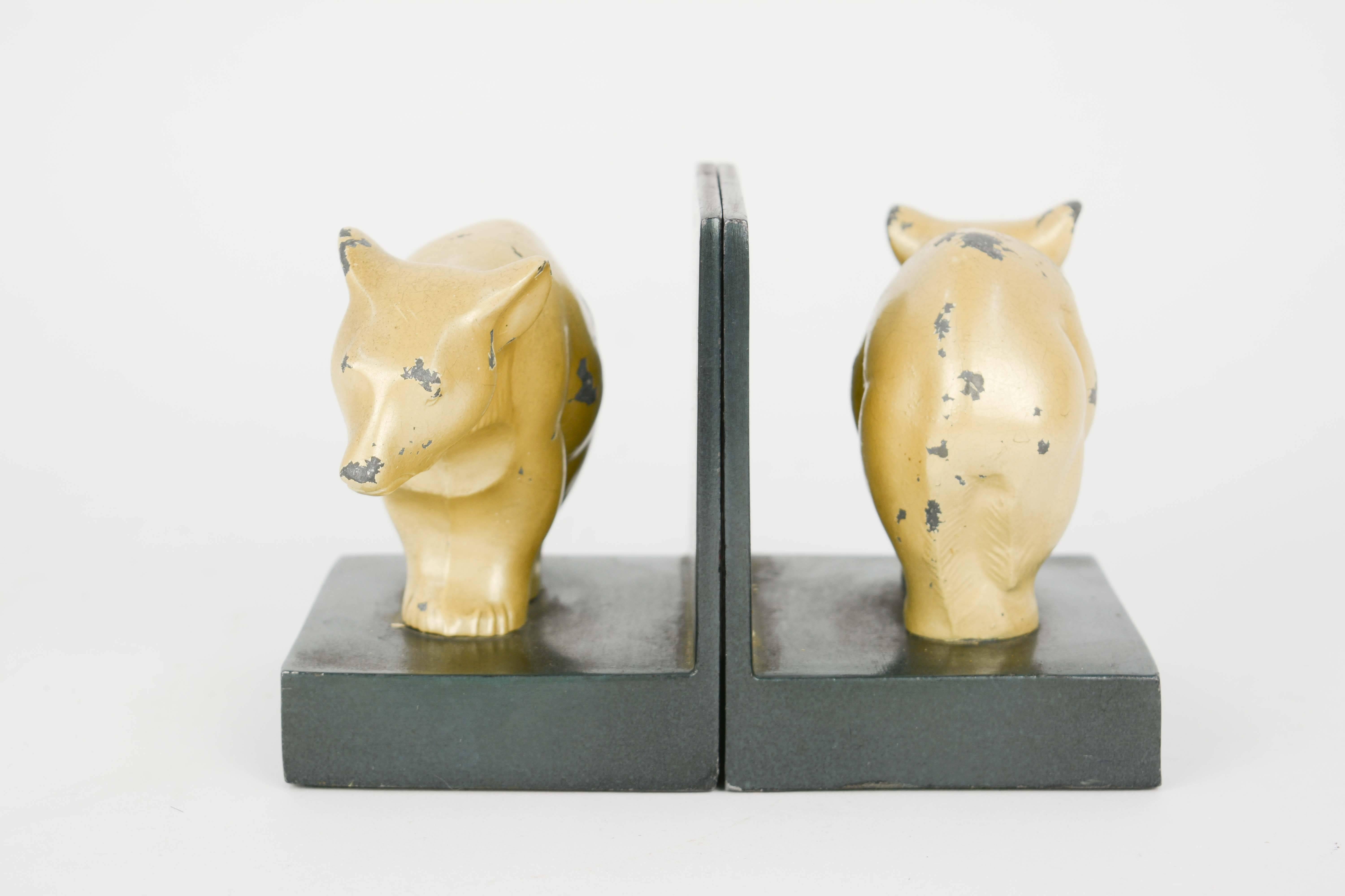 Art Deco Bauhaus and Early Modernist Abstract Bear Bookends