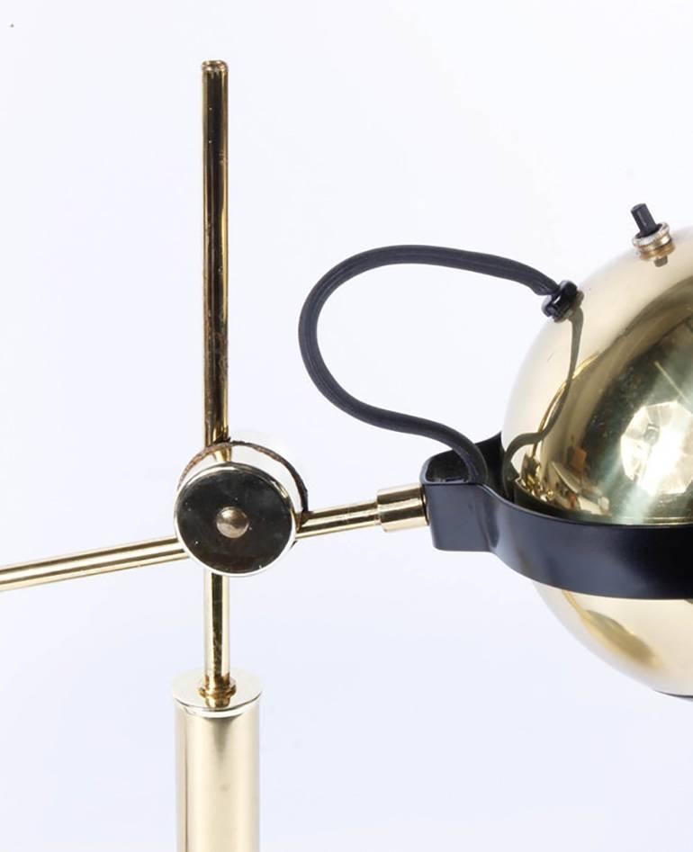 Late 20th Century Brass Adjustable Orb Lamp by Robert Sonneman