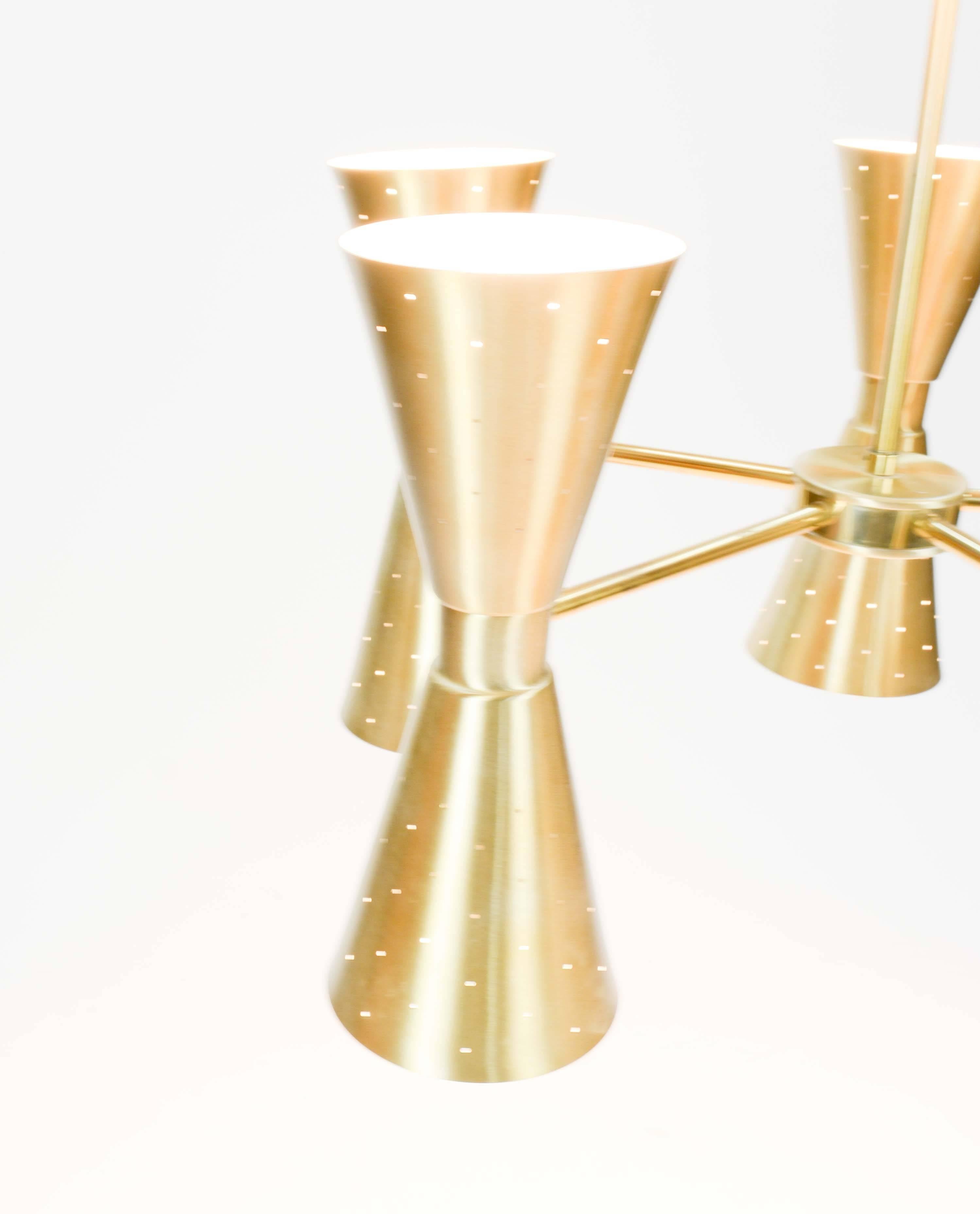 Mid-20th Century 1960s Brass Starlite Chandeliers with Double Ended Fluted Cones