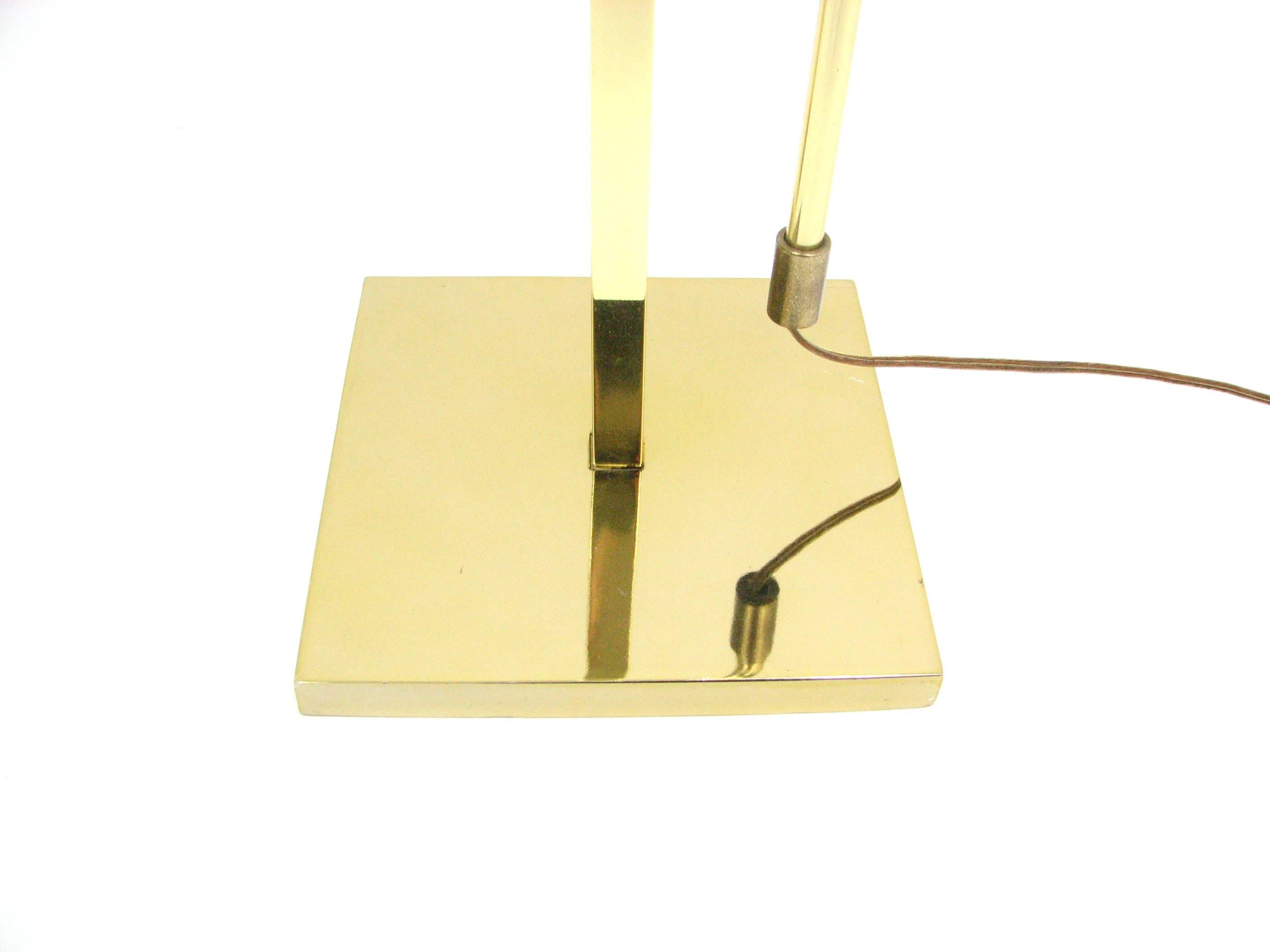 Enameled Mid-Century Laurel Brass Adjustable Floor Lamp For Sale