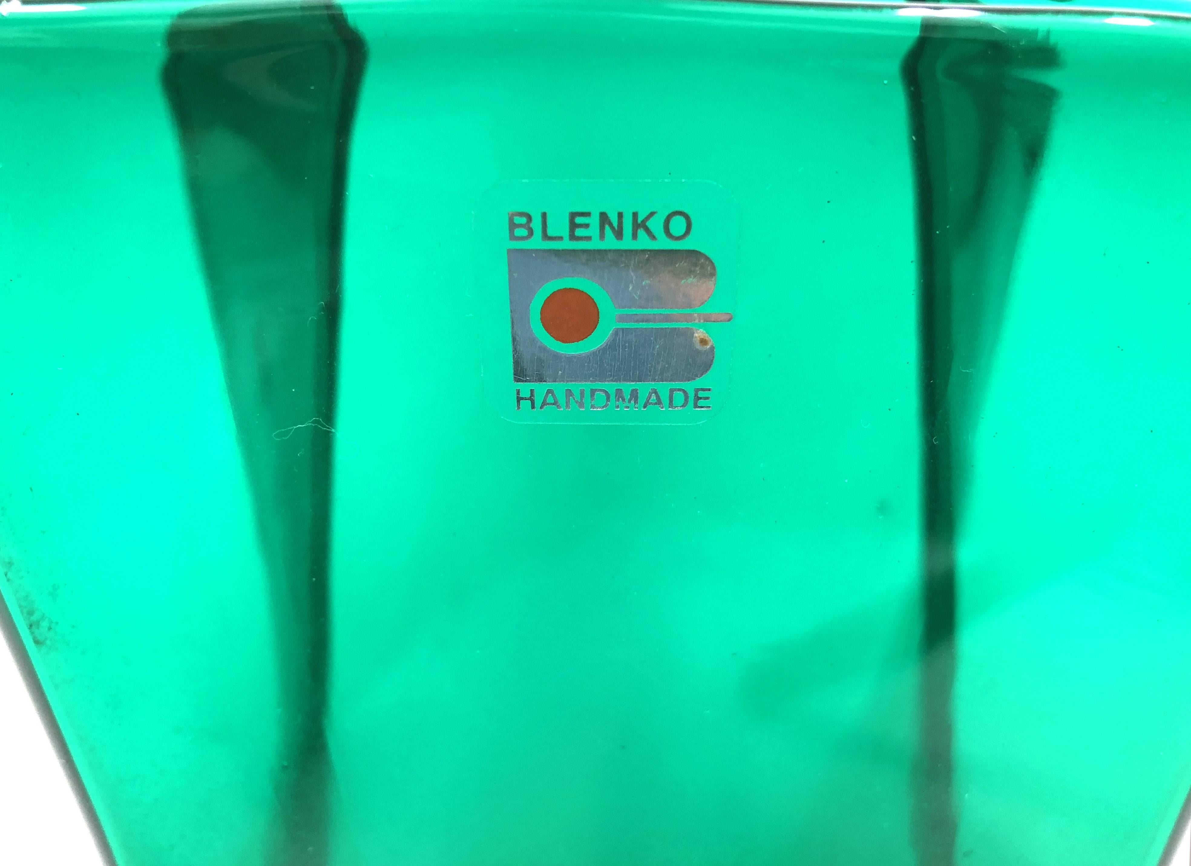 American Midcentury Green Folded Glass Vase by Don Shepherd for Blenko For Sale