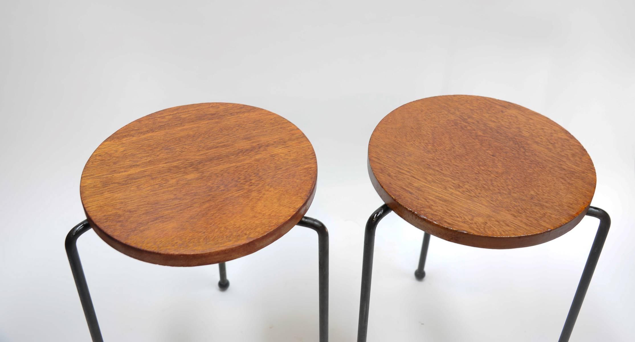 Pair of Luther Conover Stools with the Original Ball Feet from Sausalito CA In Excellent Condition In Portland, OR